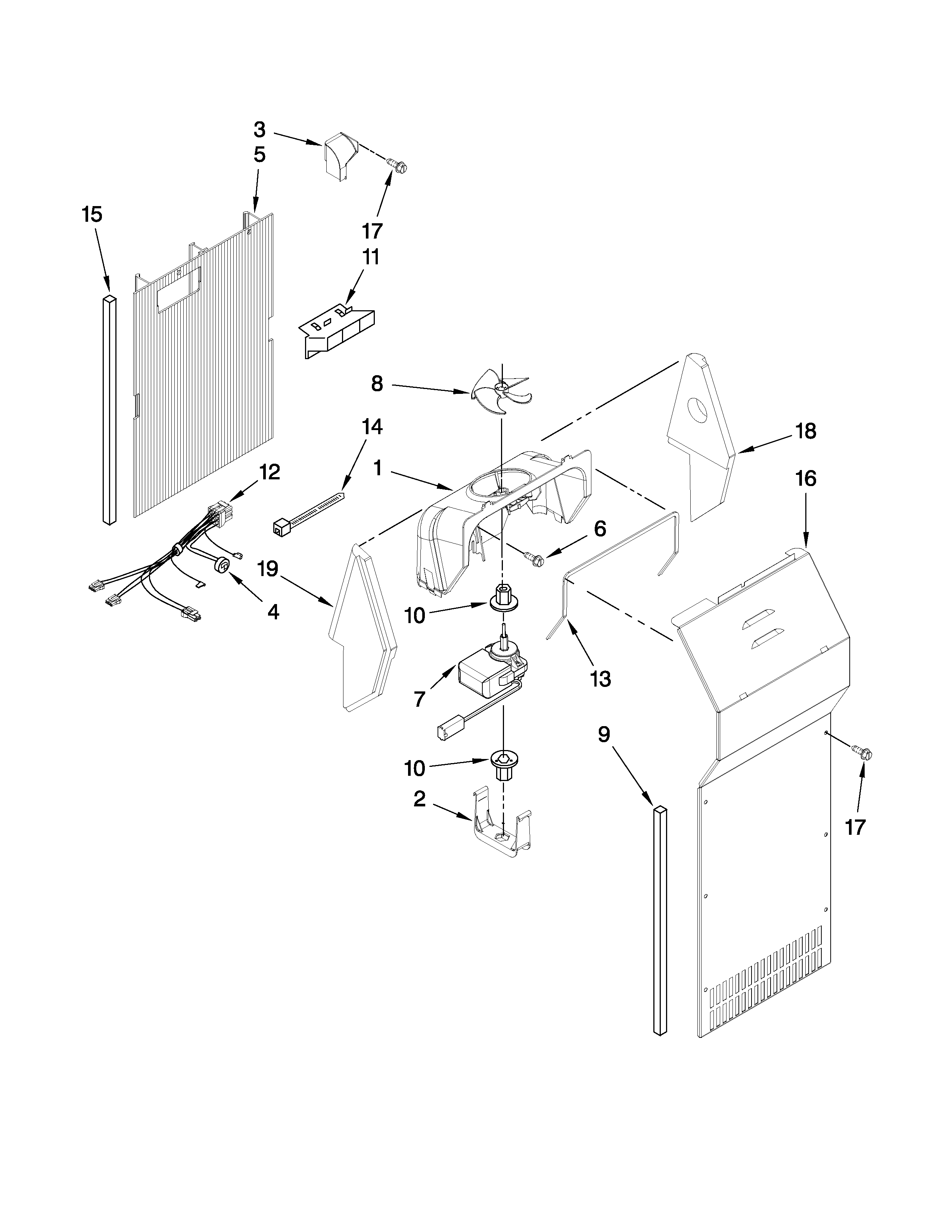 Whirlpool ED5GVEXVD01 air flow parts diagram