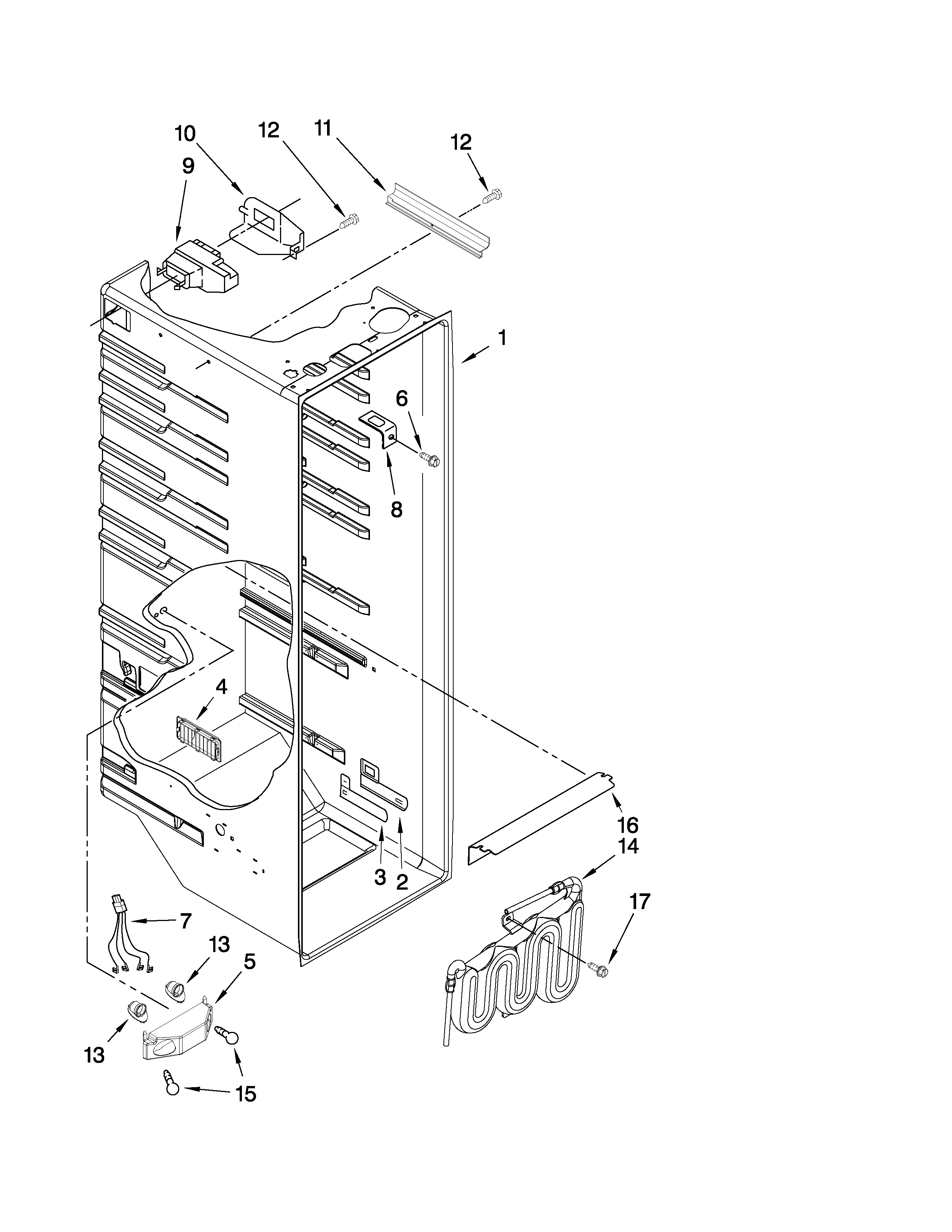 KitchenAid KSRV22FVBL01 refrigerator liner parts diagram