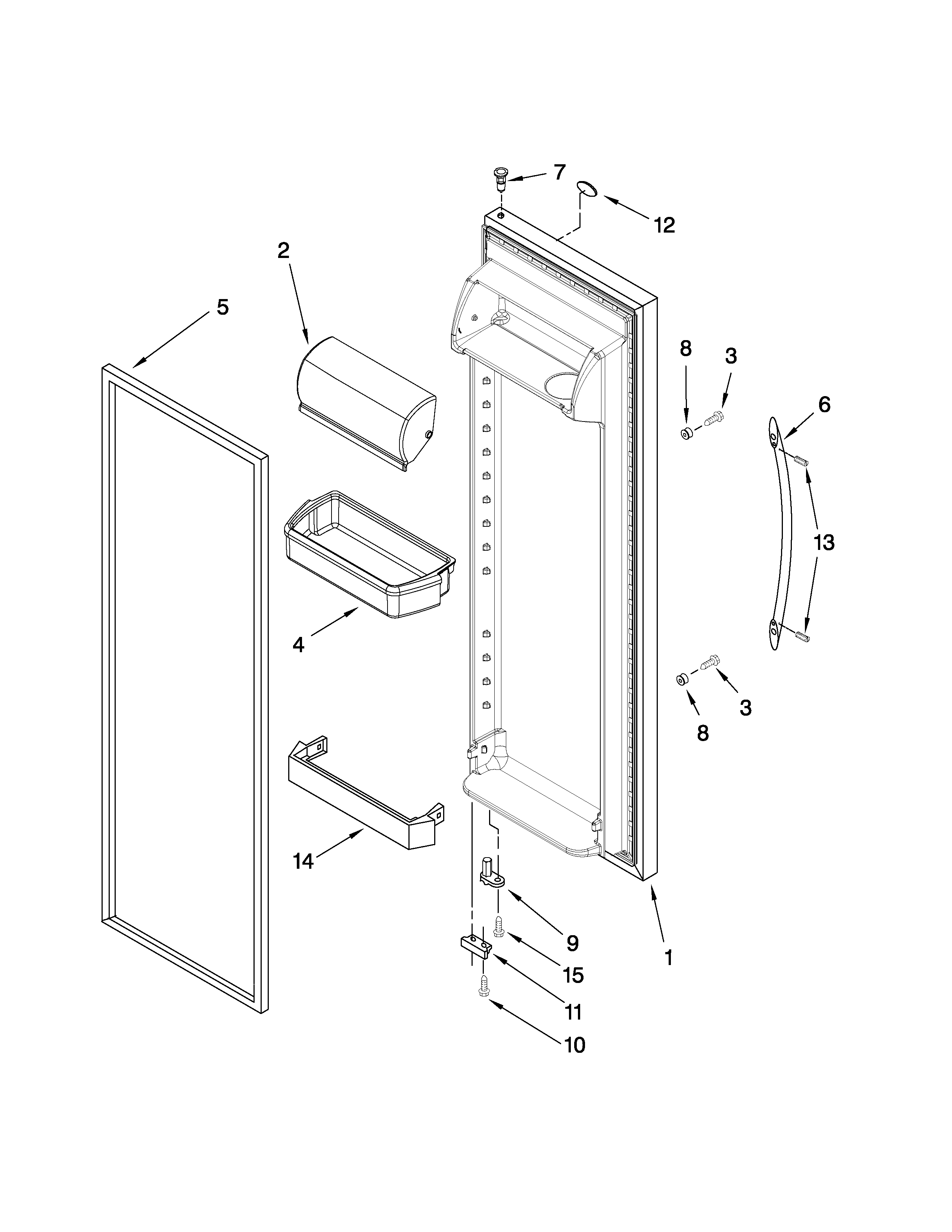 KitchenAid KSRV22FVBL01 refrigerator door parts diagram