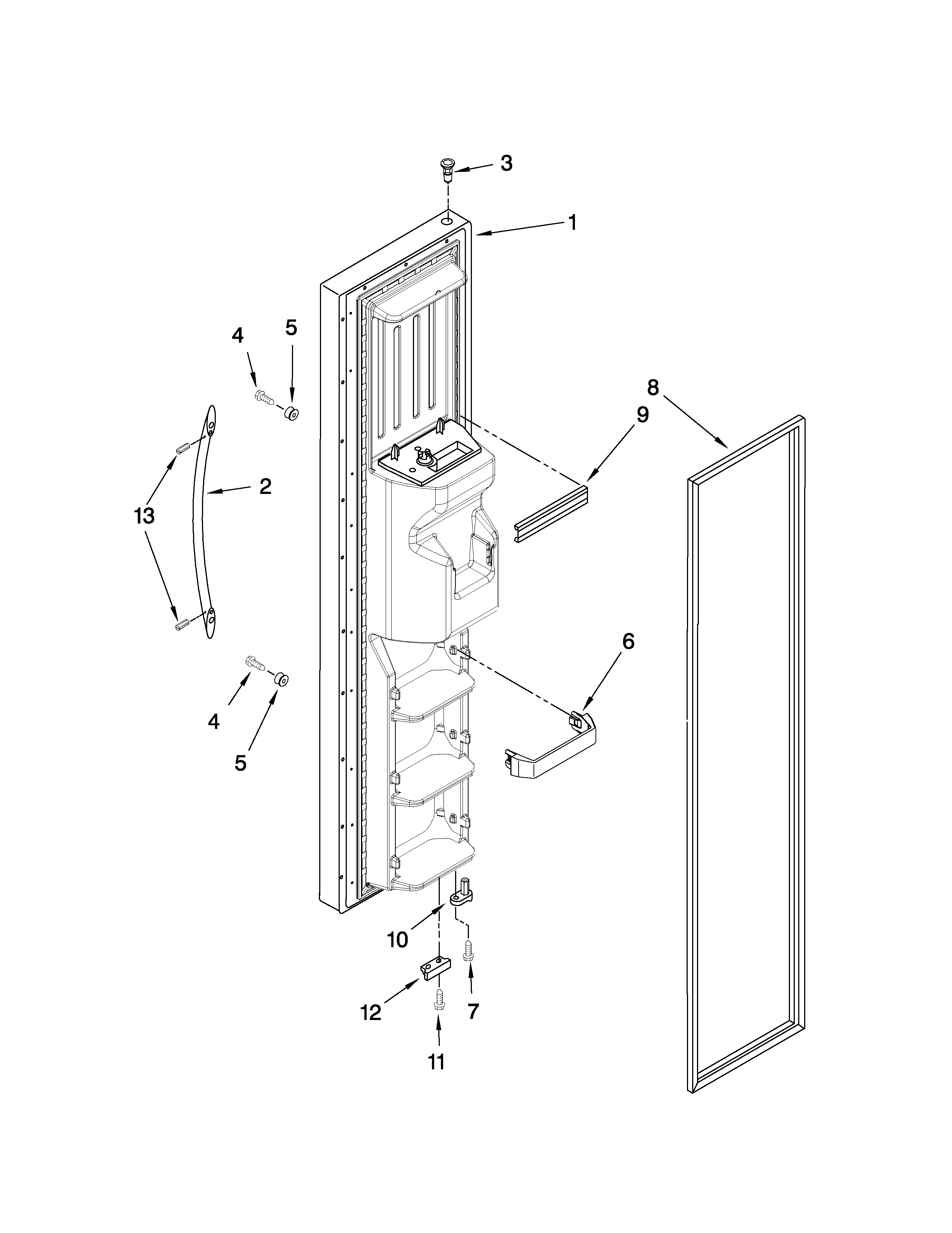 KitchenAid KSRV22FVBL01 freezer door parts diagram