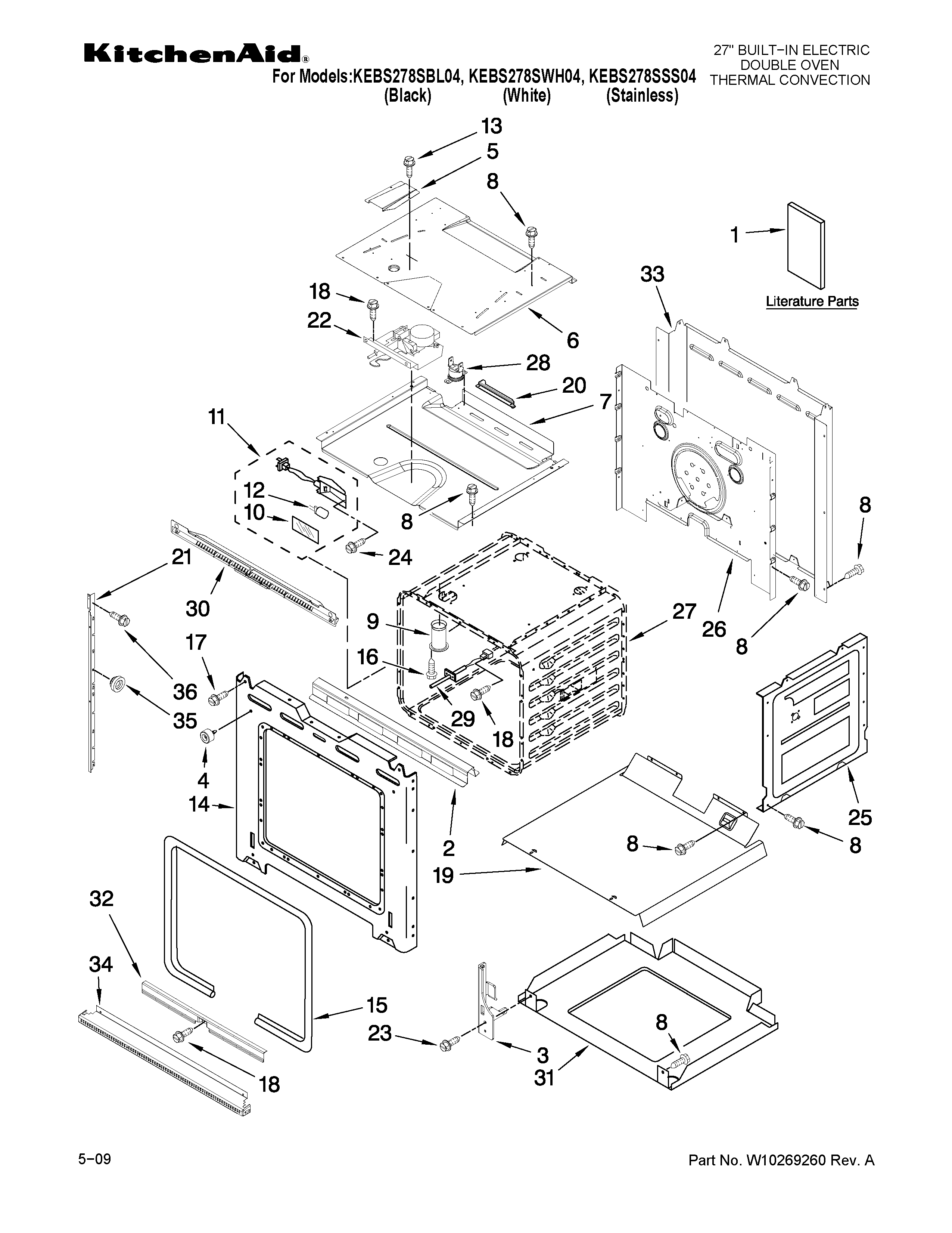 KitchenAid KEBS278SWH04 oven parts diagram