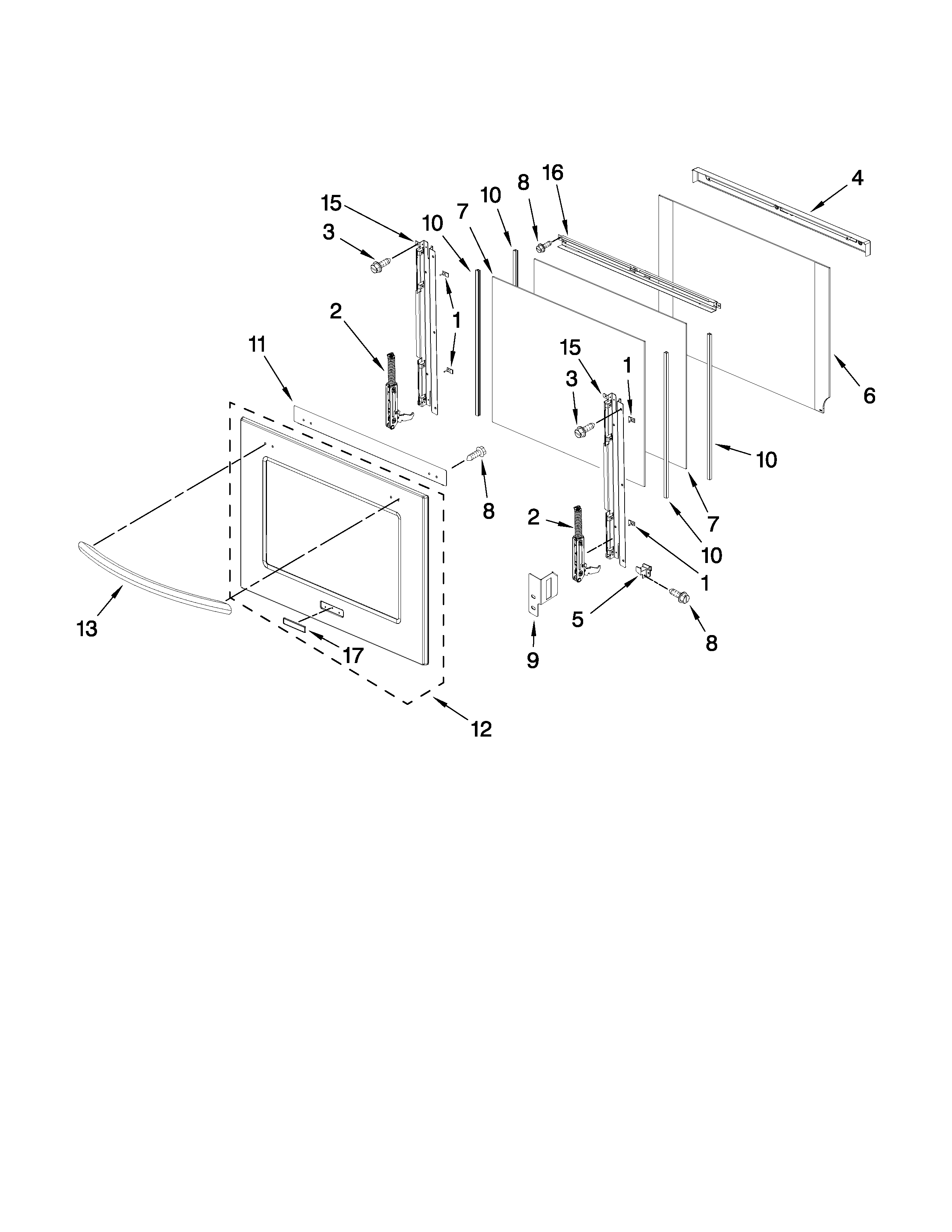 KitchenAid KEBS278SWH04 oven door parts diagram