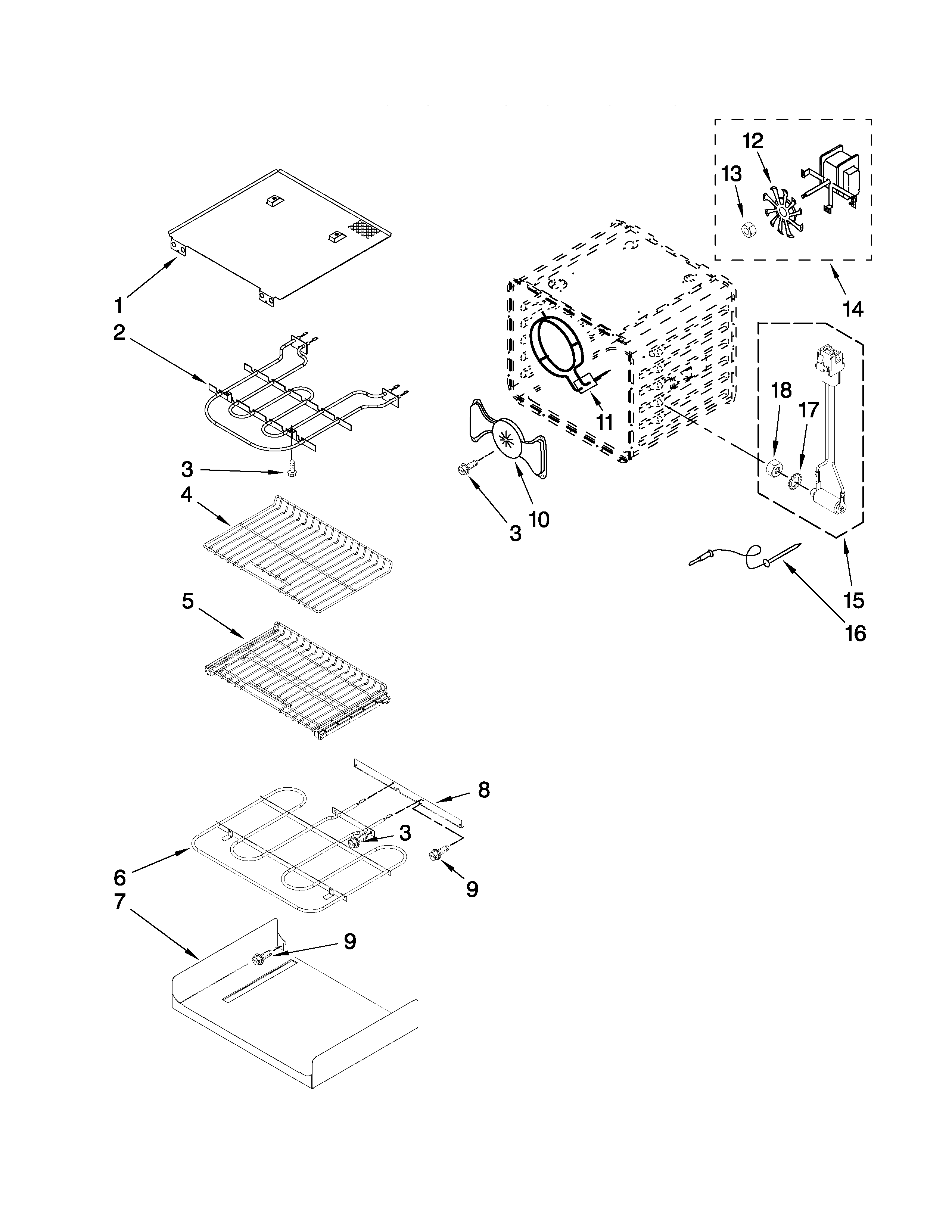 KitchenAid KEBS278SWH04 internal oven parts diagram
