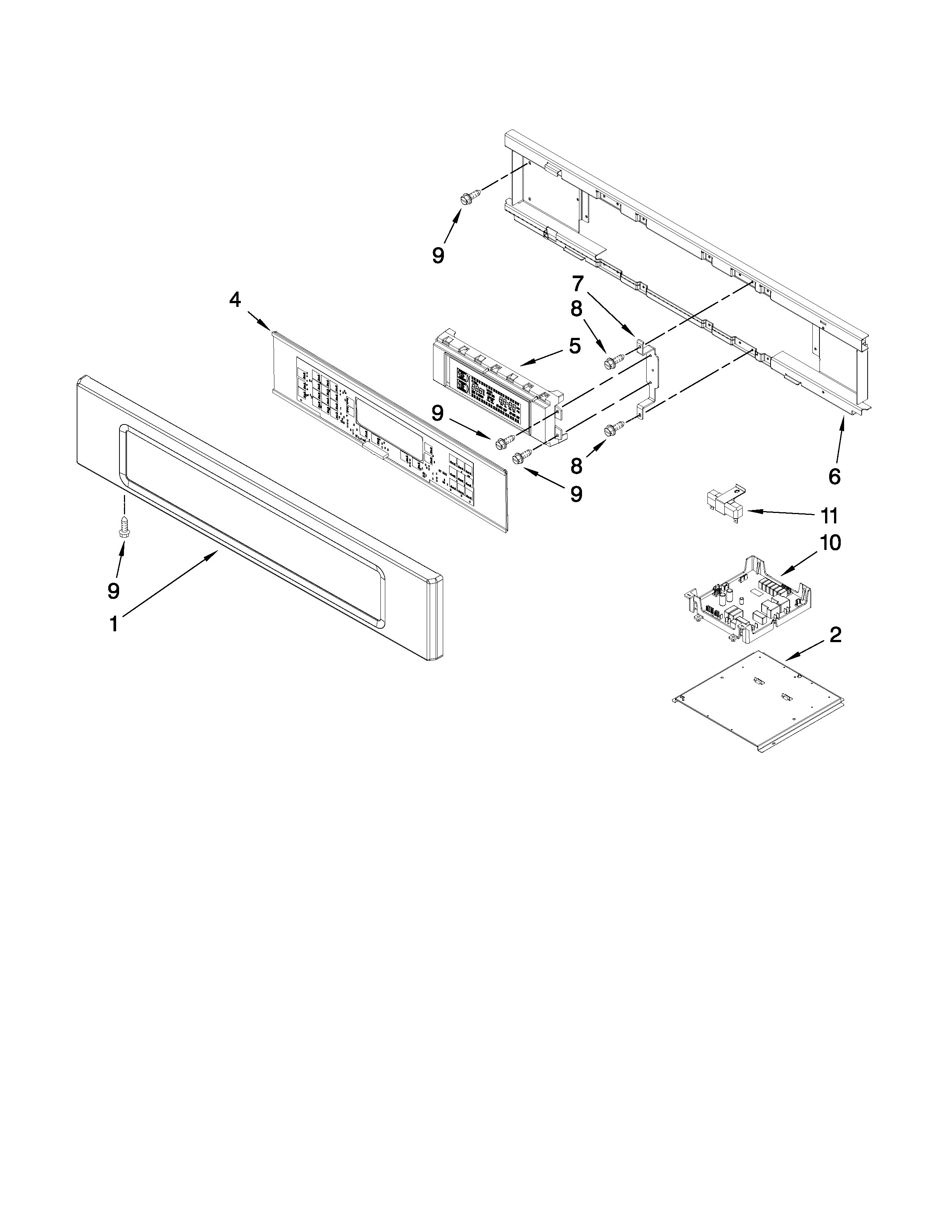 KitchenAid KEBK206SBL04 control panel parts diagram