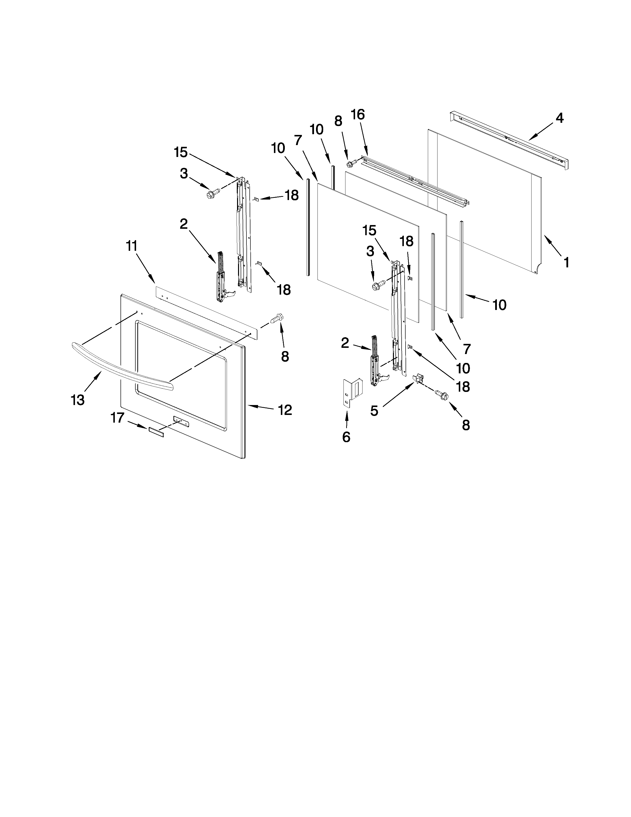 KitchenAid KEBK206SBL04 oven door parts diagram