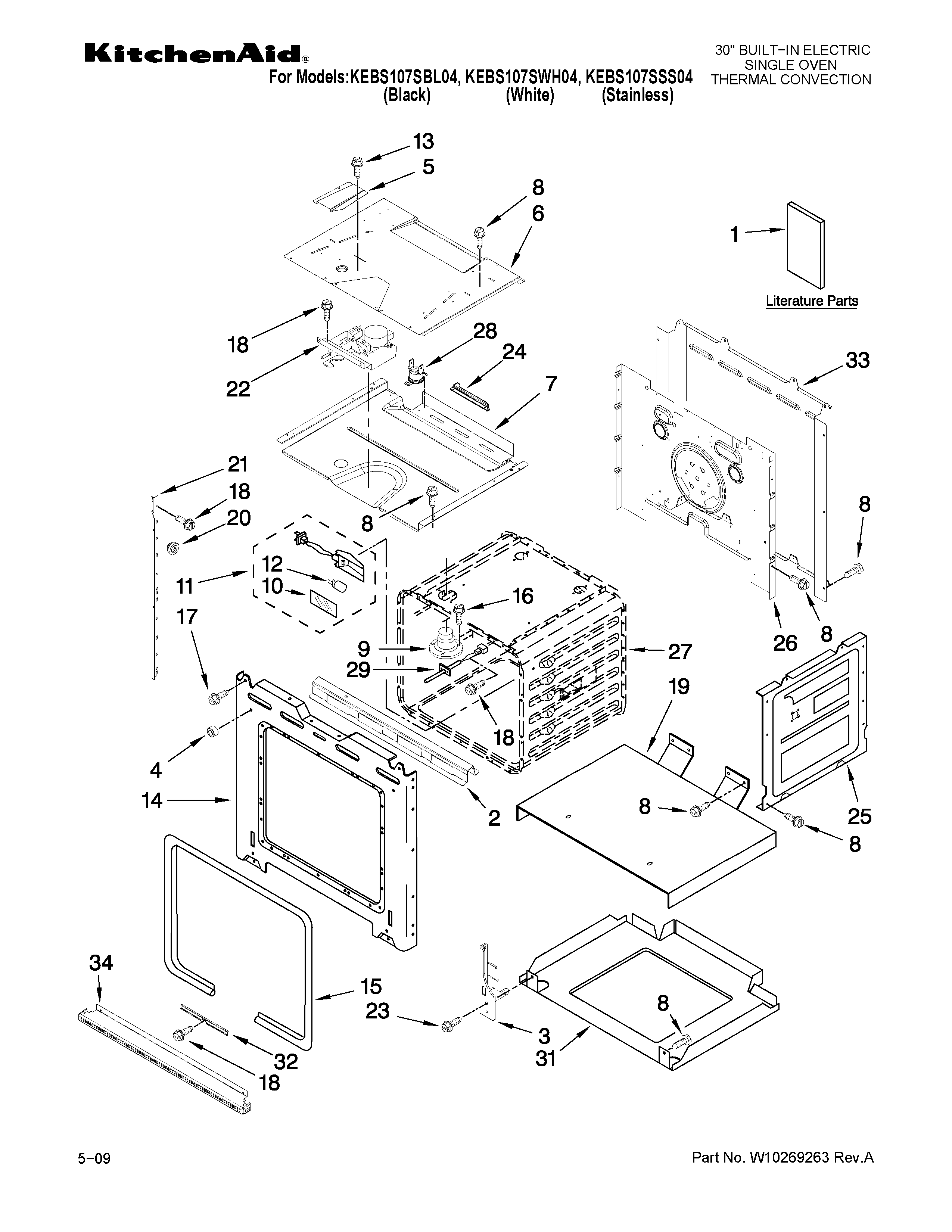 KitchenAid KEBS107SSS04 oven parts diagram