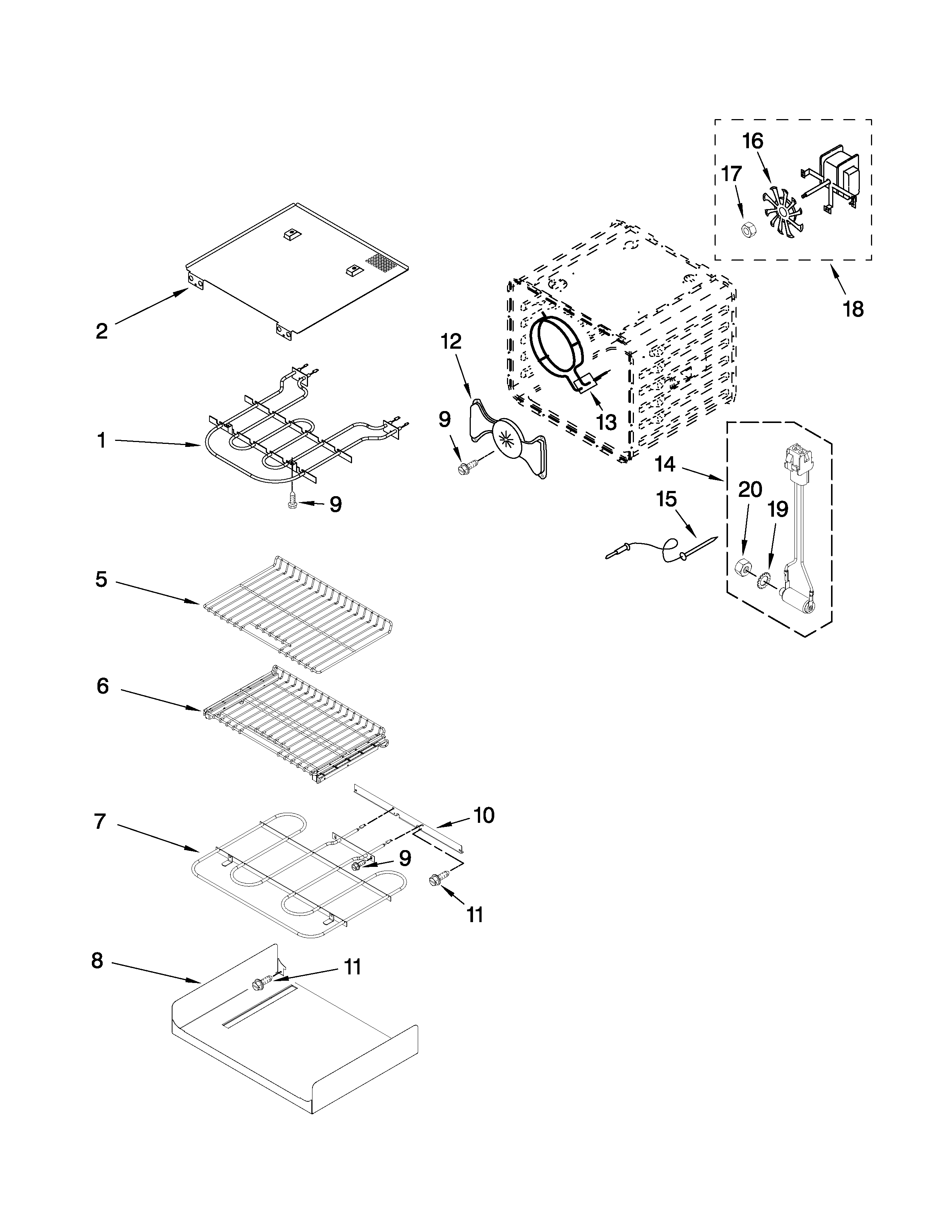 KitchenAid KEBS107SSS04 internal oven parts diagram