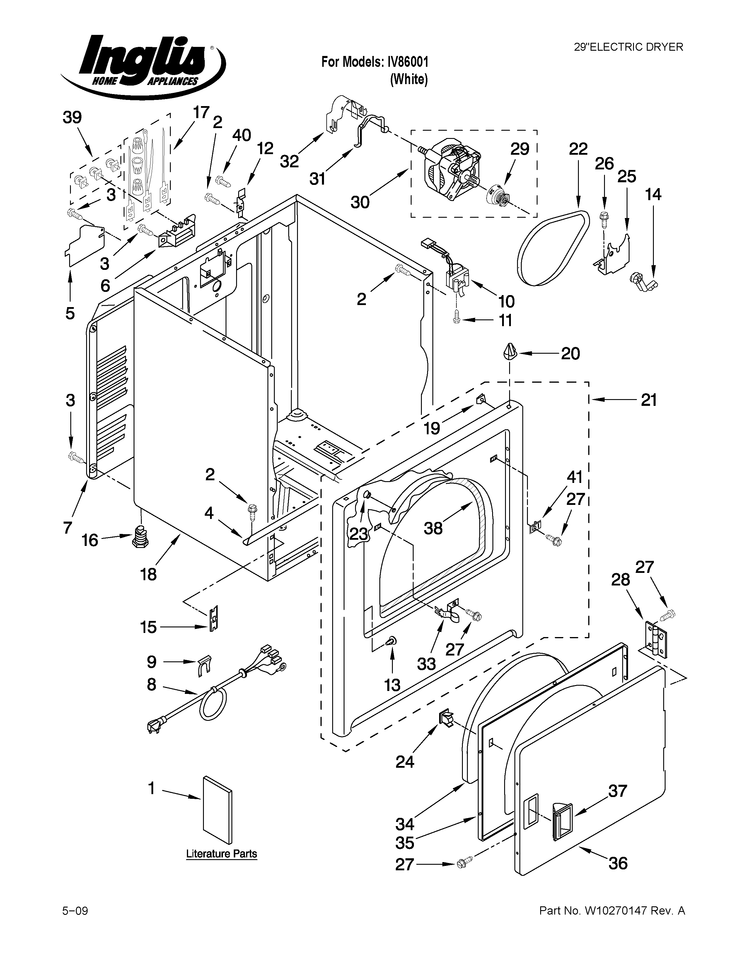 Inglis IV86001 cabinet parts diagram