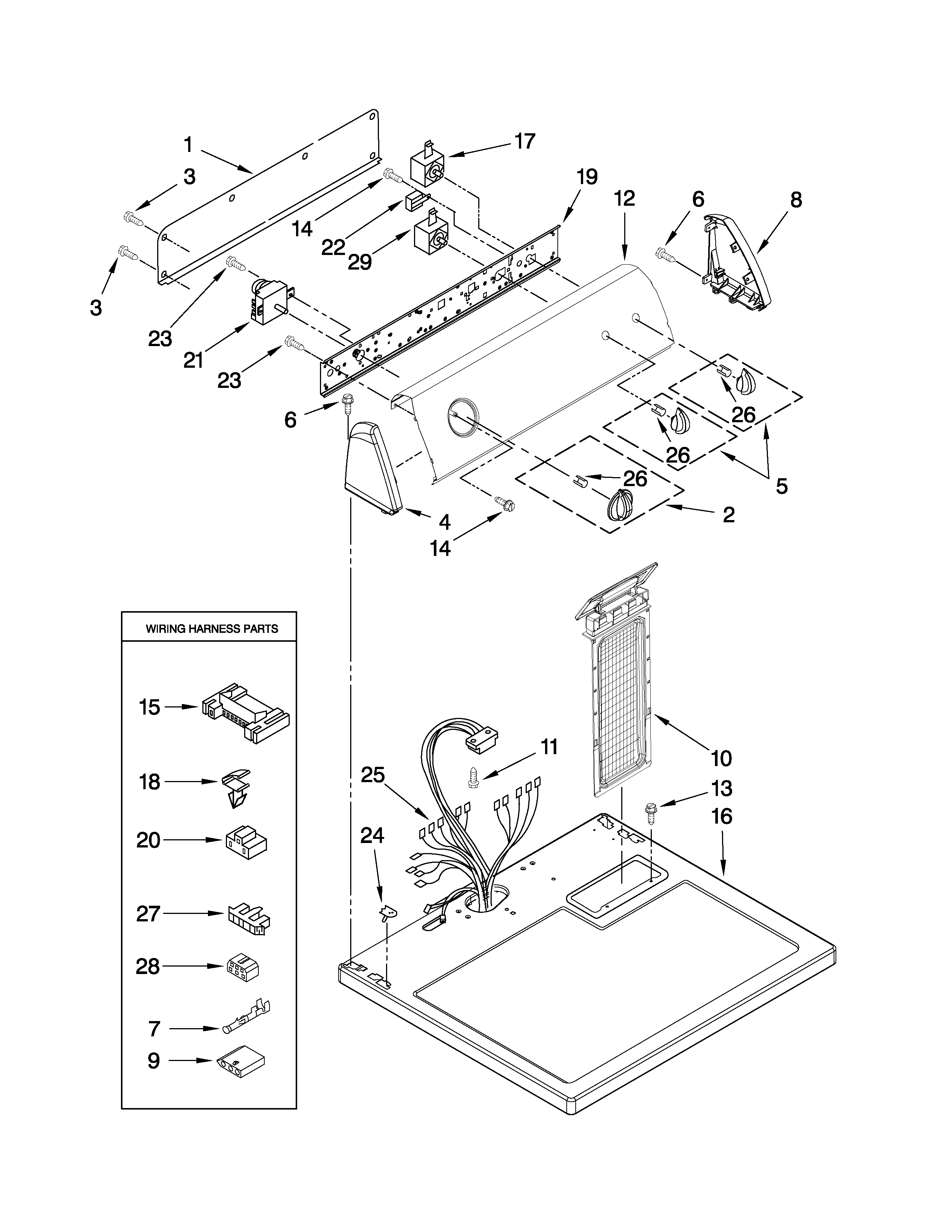 Inglis IV86001 top and console parts diagram