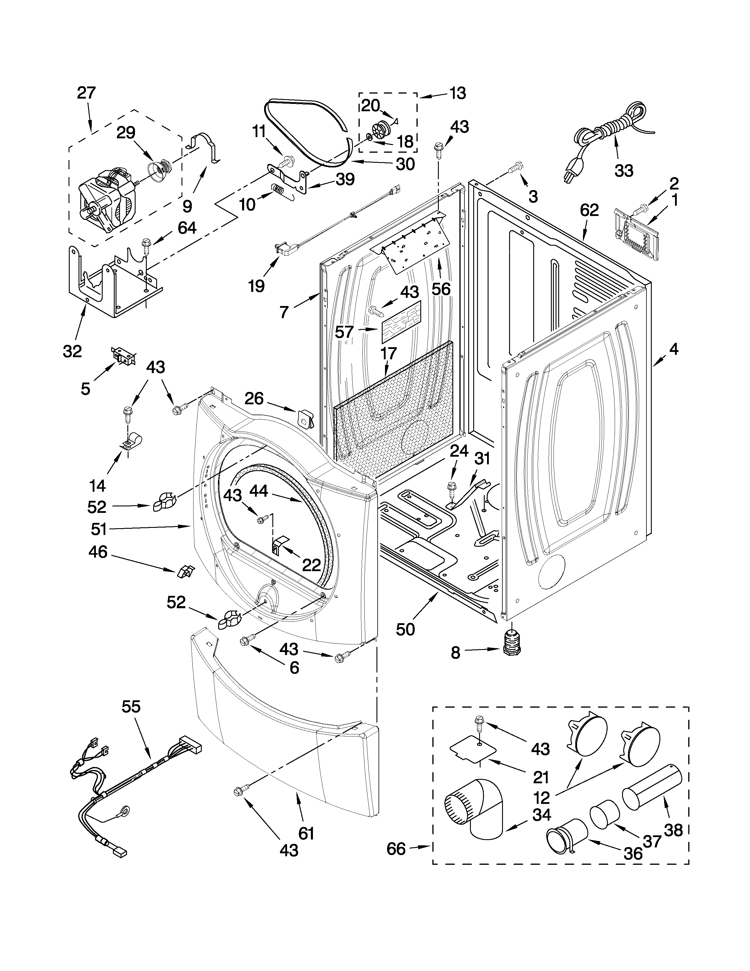 Whirlpool WGD9400SW2 cabinet parts diagram