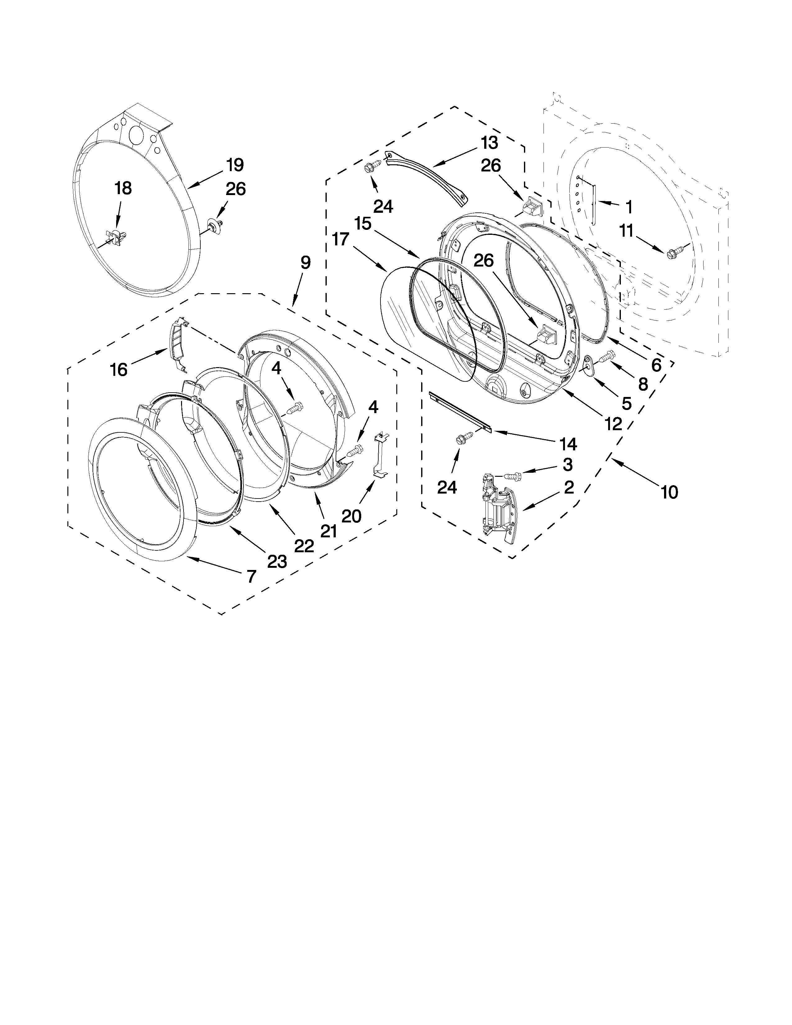 Whirlpool WGD9400SW2 door parts diagram