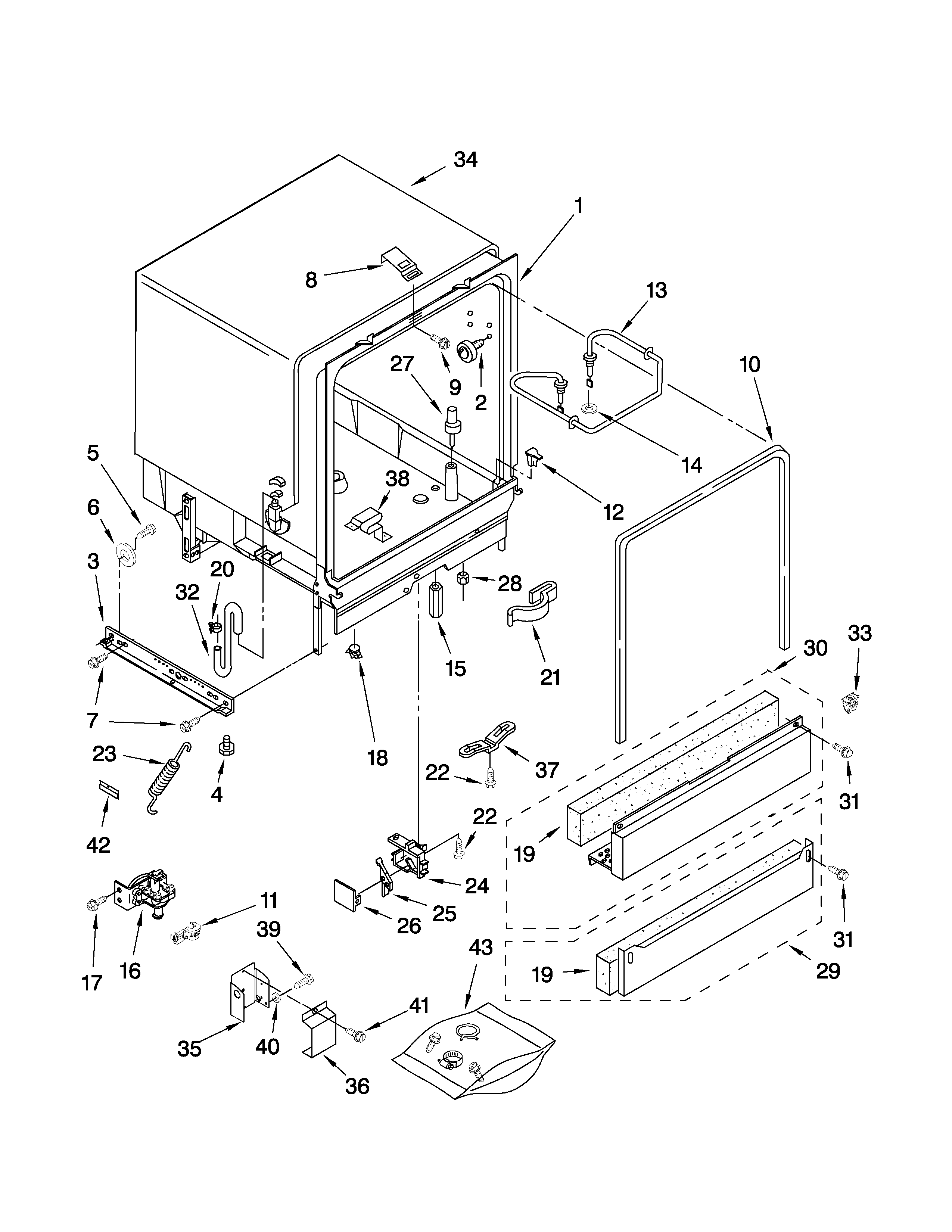 Whirlpool DU945PWWT0 tub assembly parts diagram