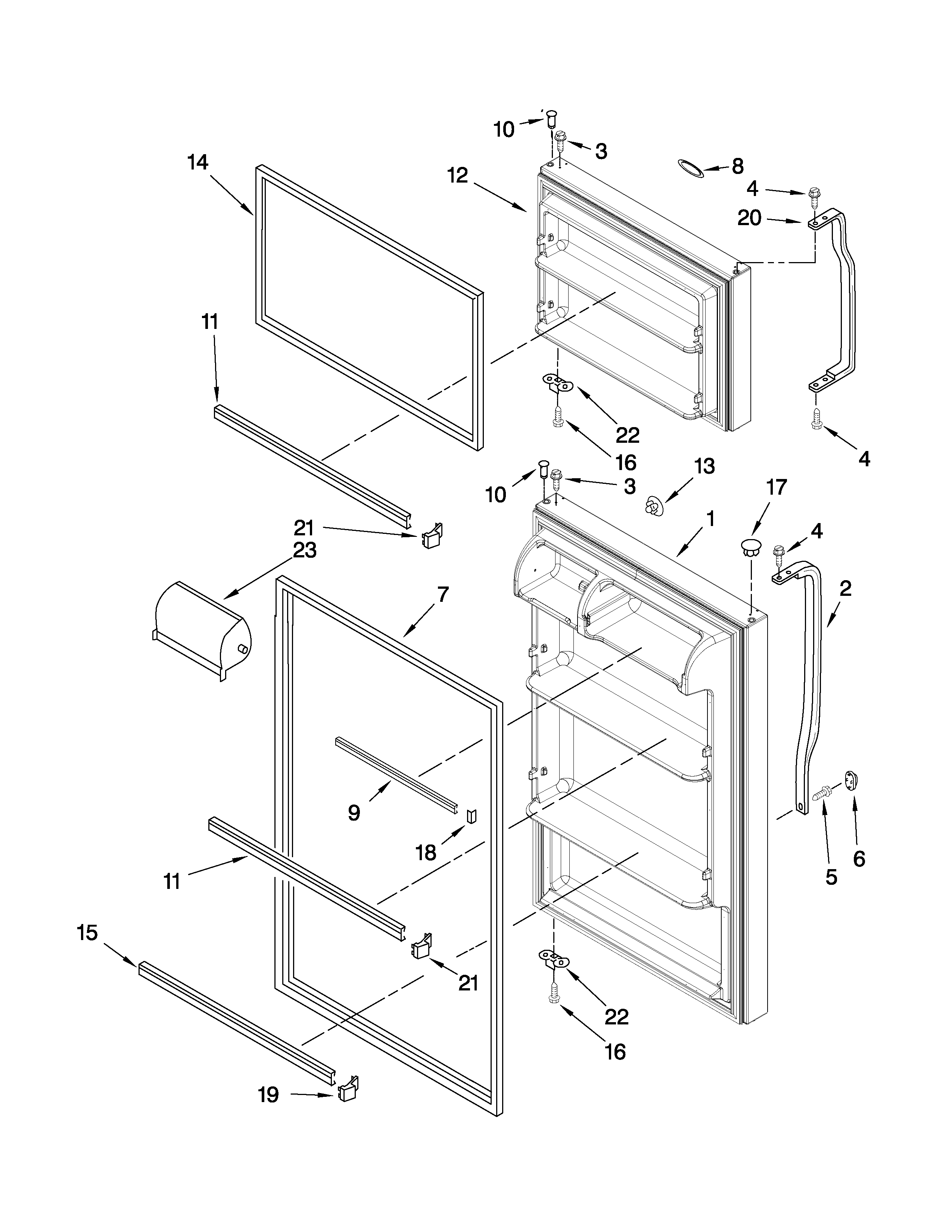 Whirlpool W8TXNWFWQ00 door parts diagram