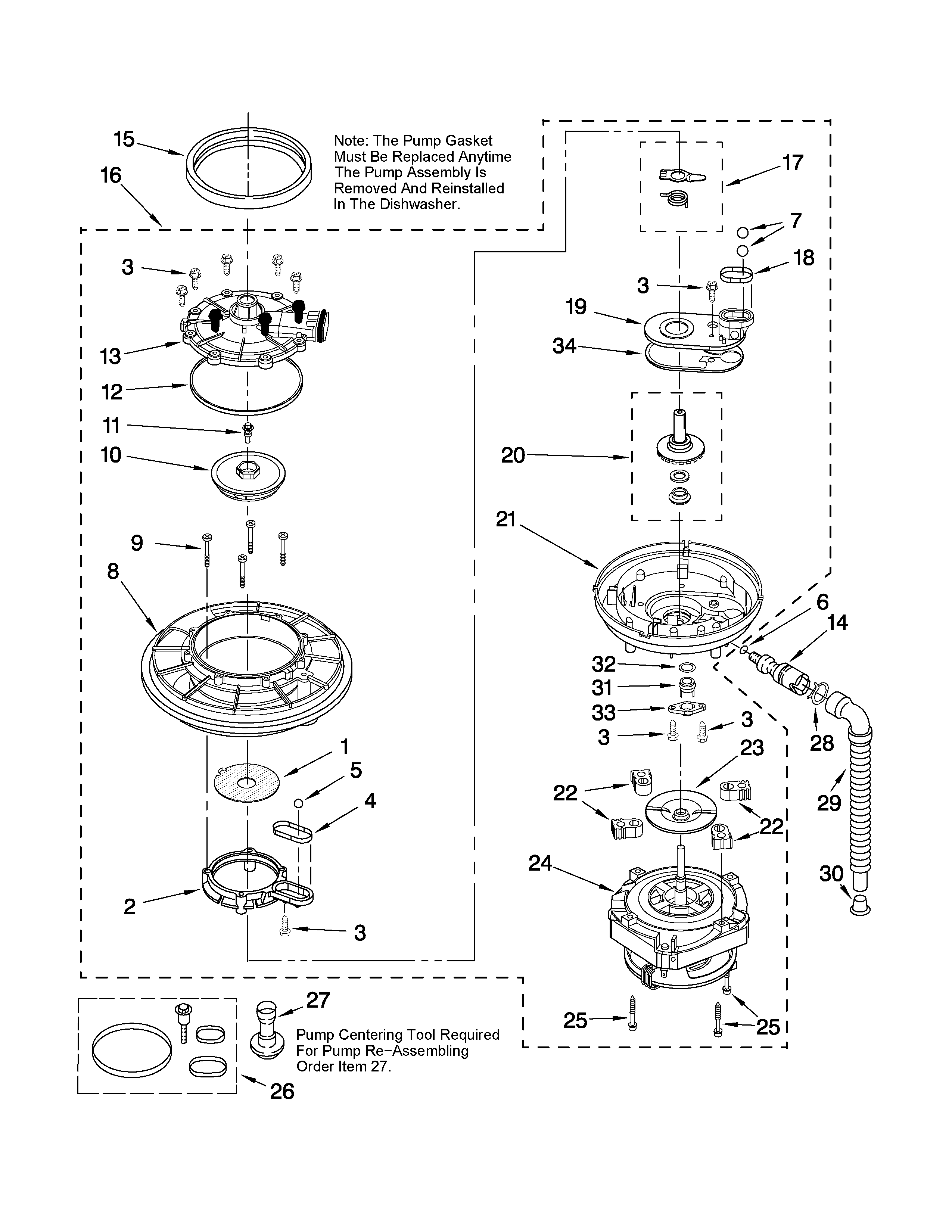 Whirlpool DU915PWWS0 pump and motor parts diagram