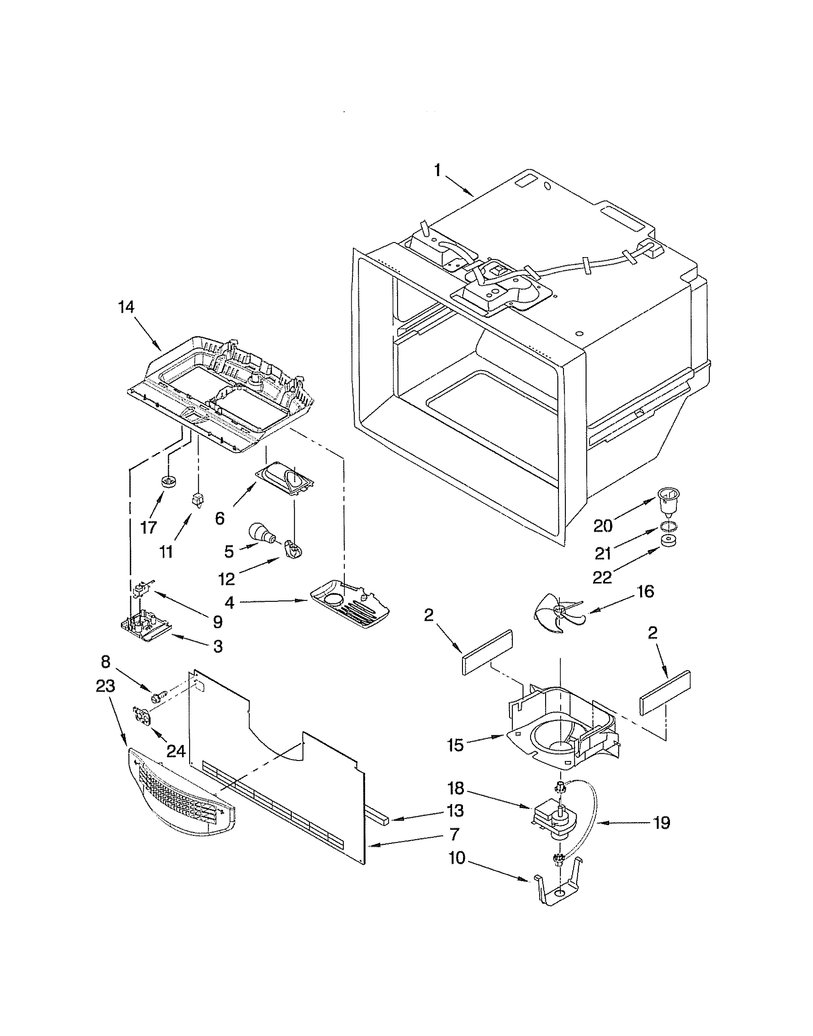 Whirlpool EB9FVBRVS01 freezer liner parts diagram