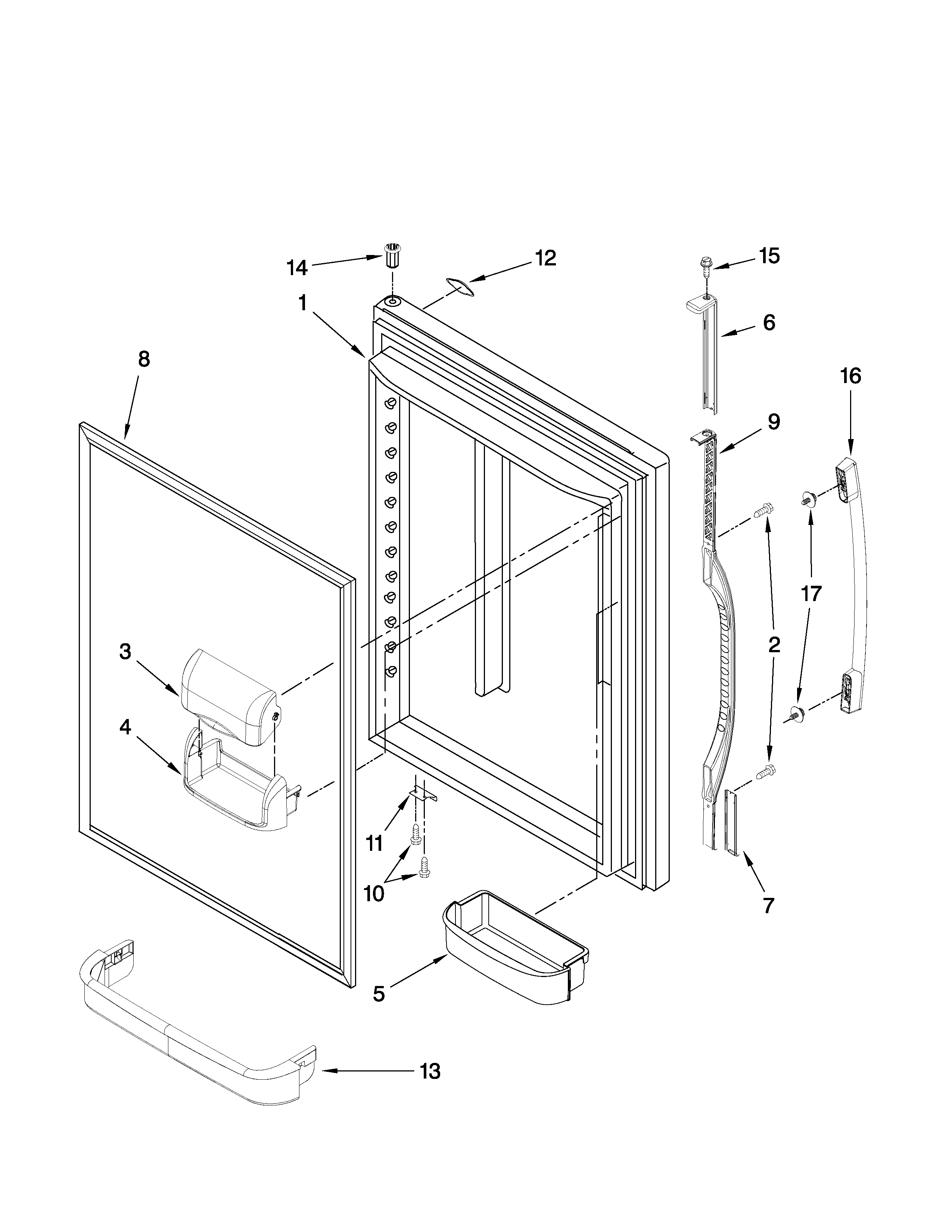 Whirlpool EB9FVBXVQ01 refrigerator door parts diagram