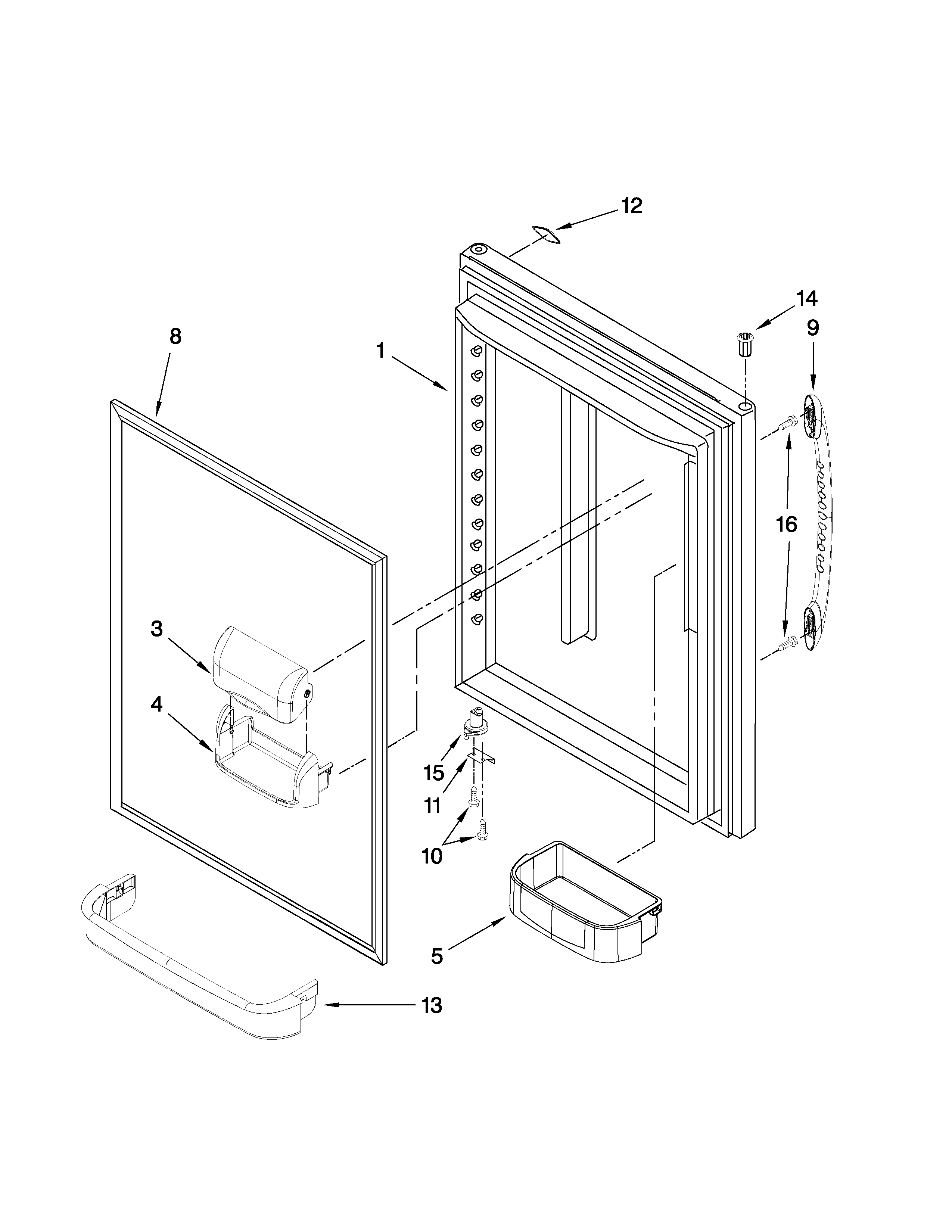 Whirlpool EB9FVHXVQ01 refrigerator door parts diagram