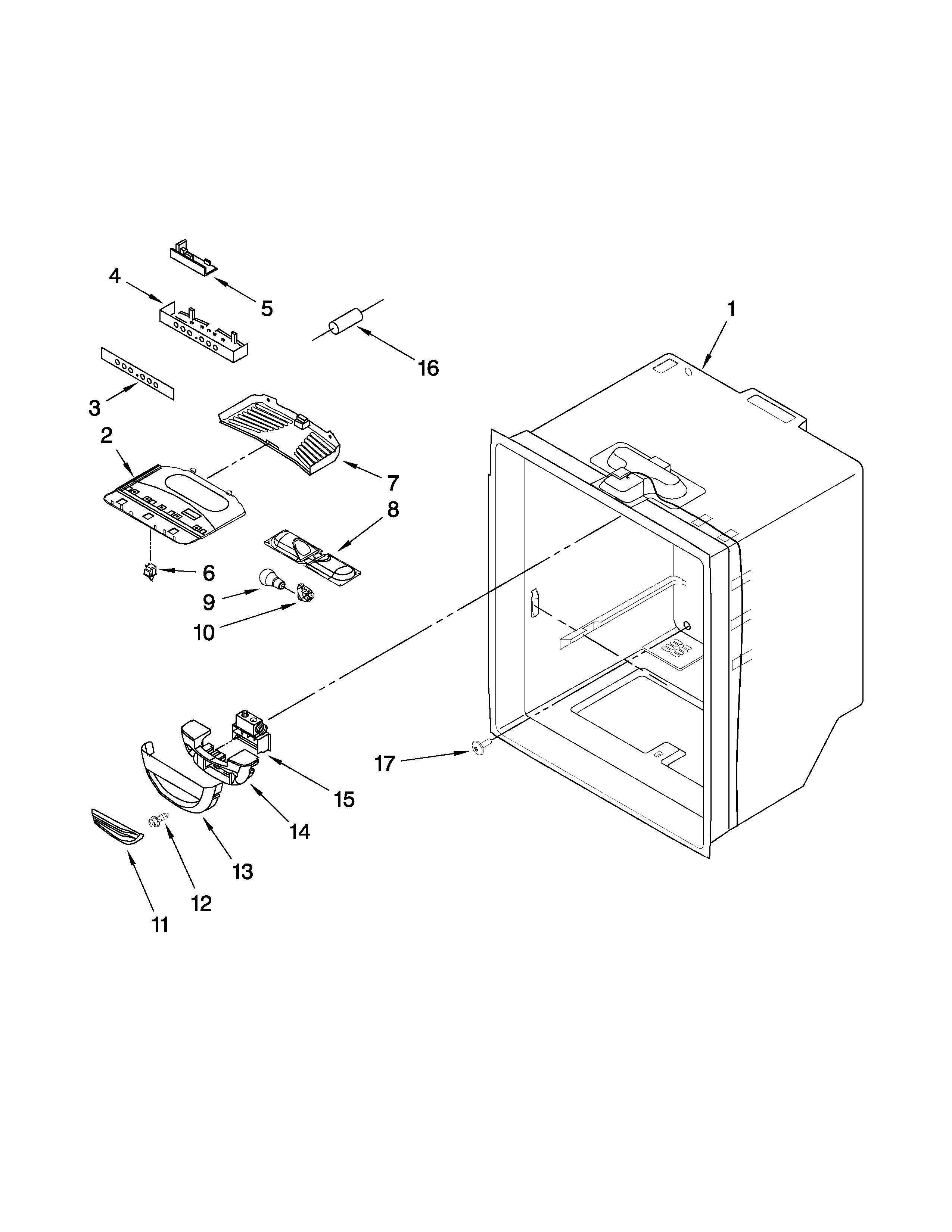 Whirlpool GB9SHDXVQ01 refrigerator liner parts diagram