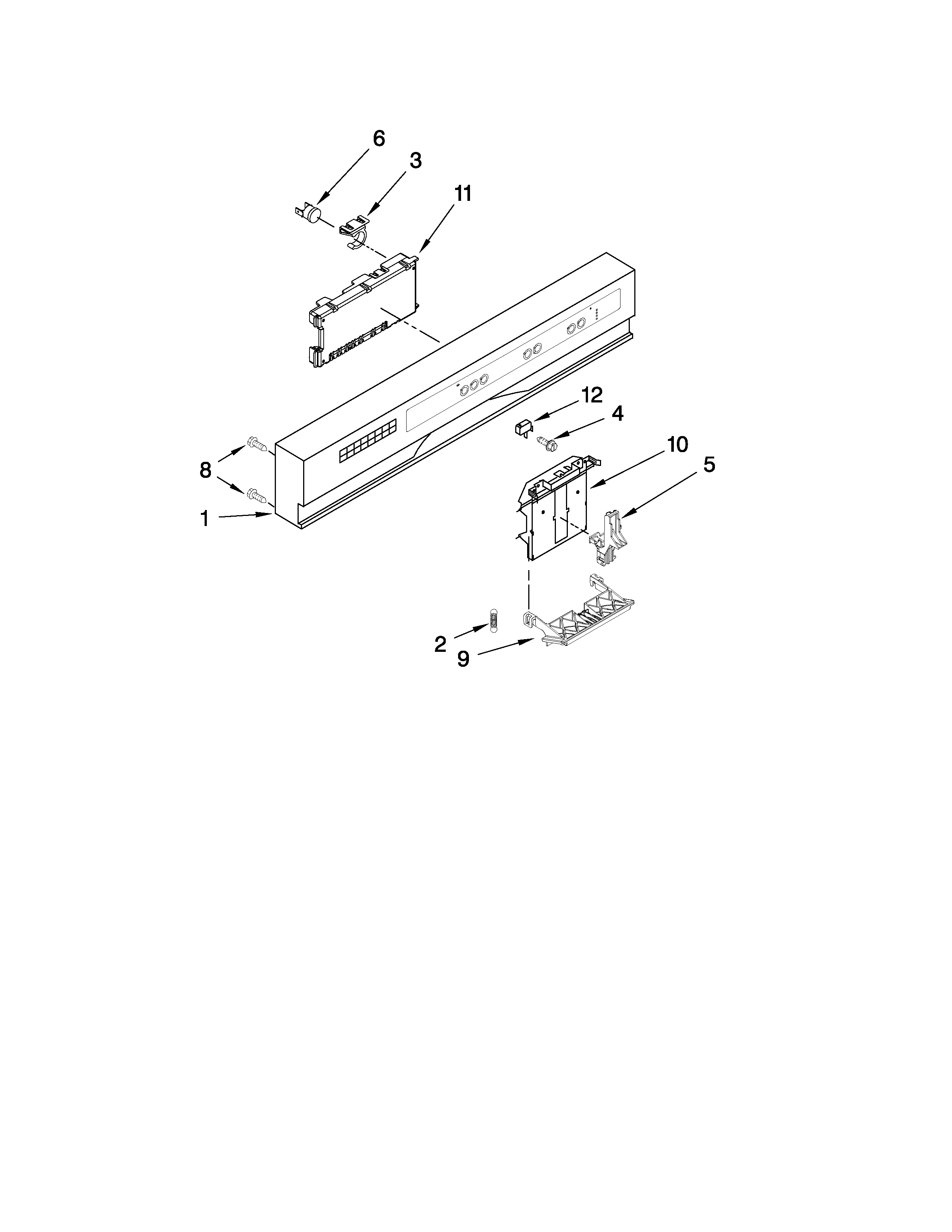 KitchenAid KUDC03IVBS1 control panel parts diagram