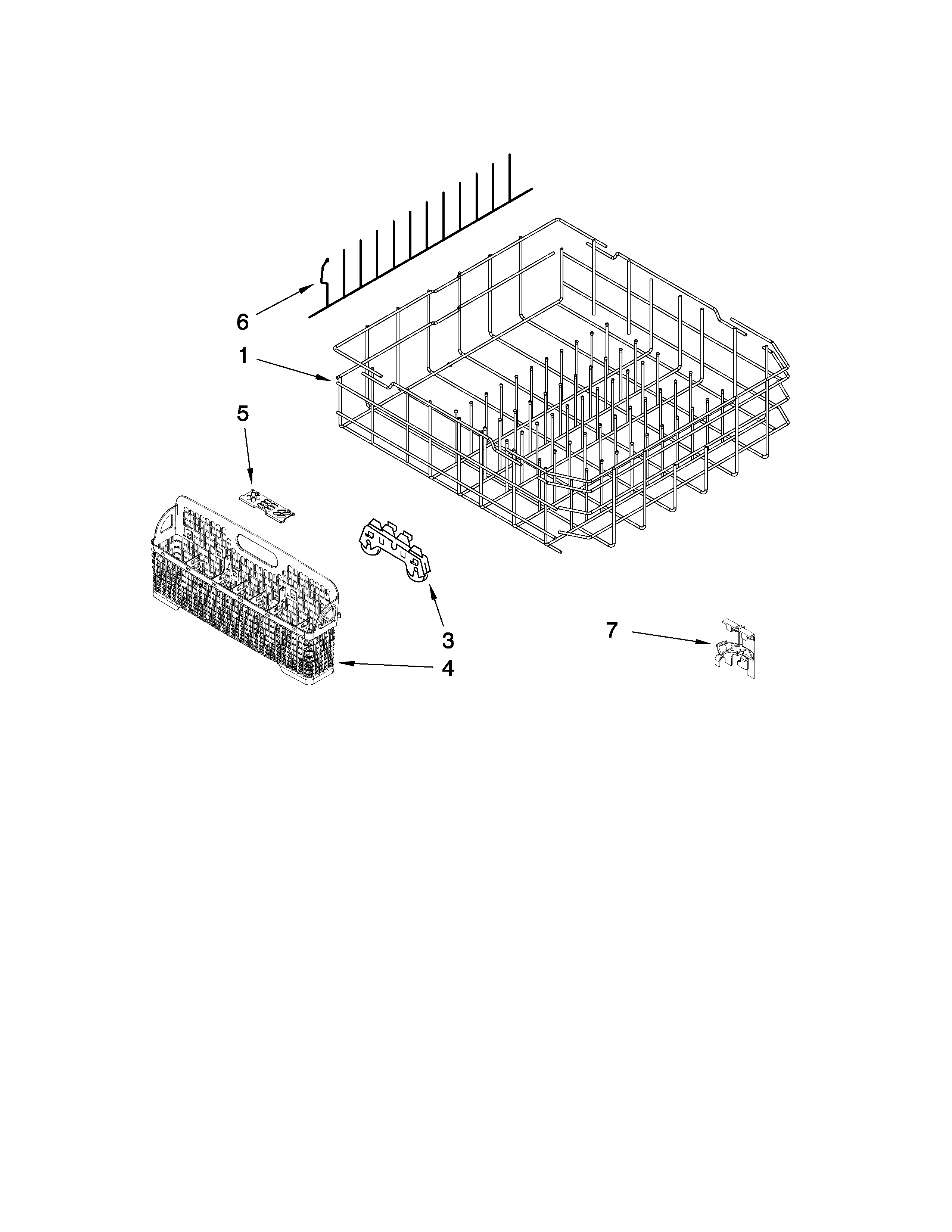 KitchenAid KUDC03IVBS1 lower rack parts diagram