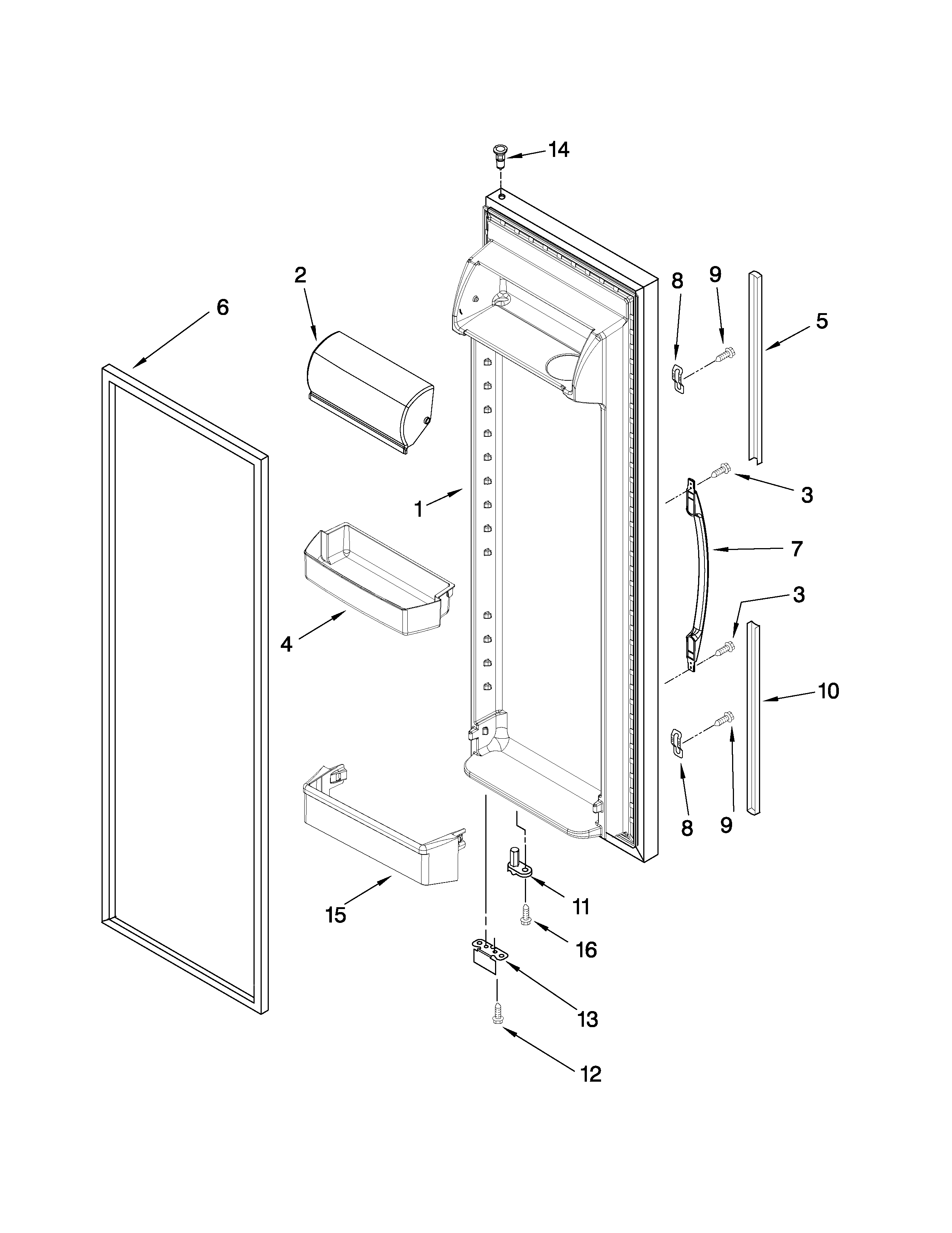 Inglis ITQ225801 refrigerator door parts diagram