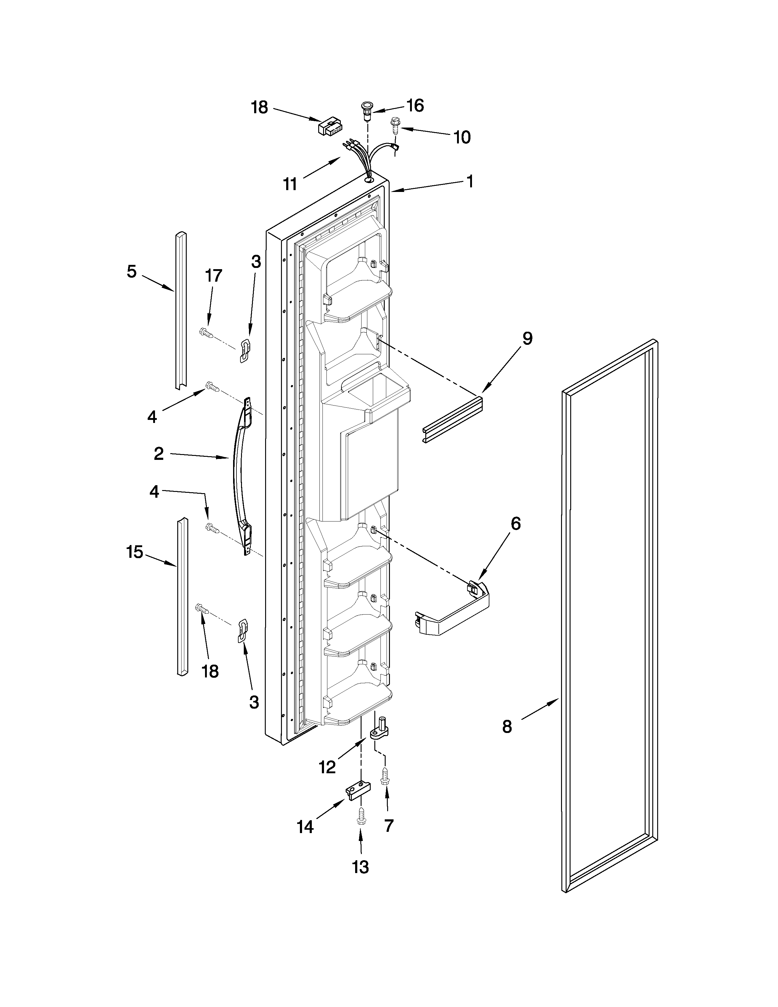 Inglis ITQ225801 freezer door parts diagram