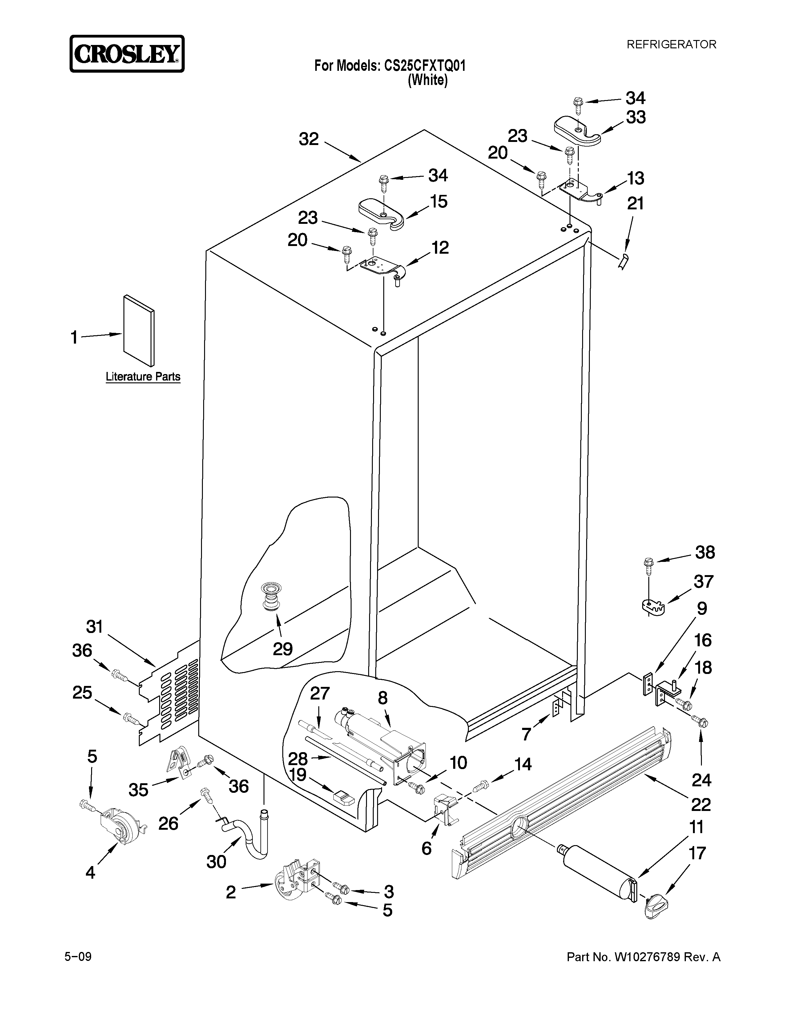 Crosley CS25CFXTQ01 cabinet parts diagram