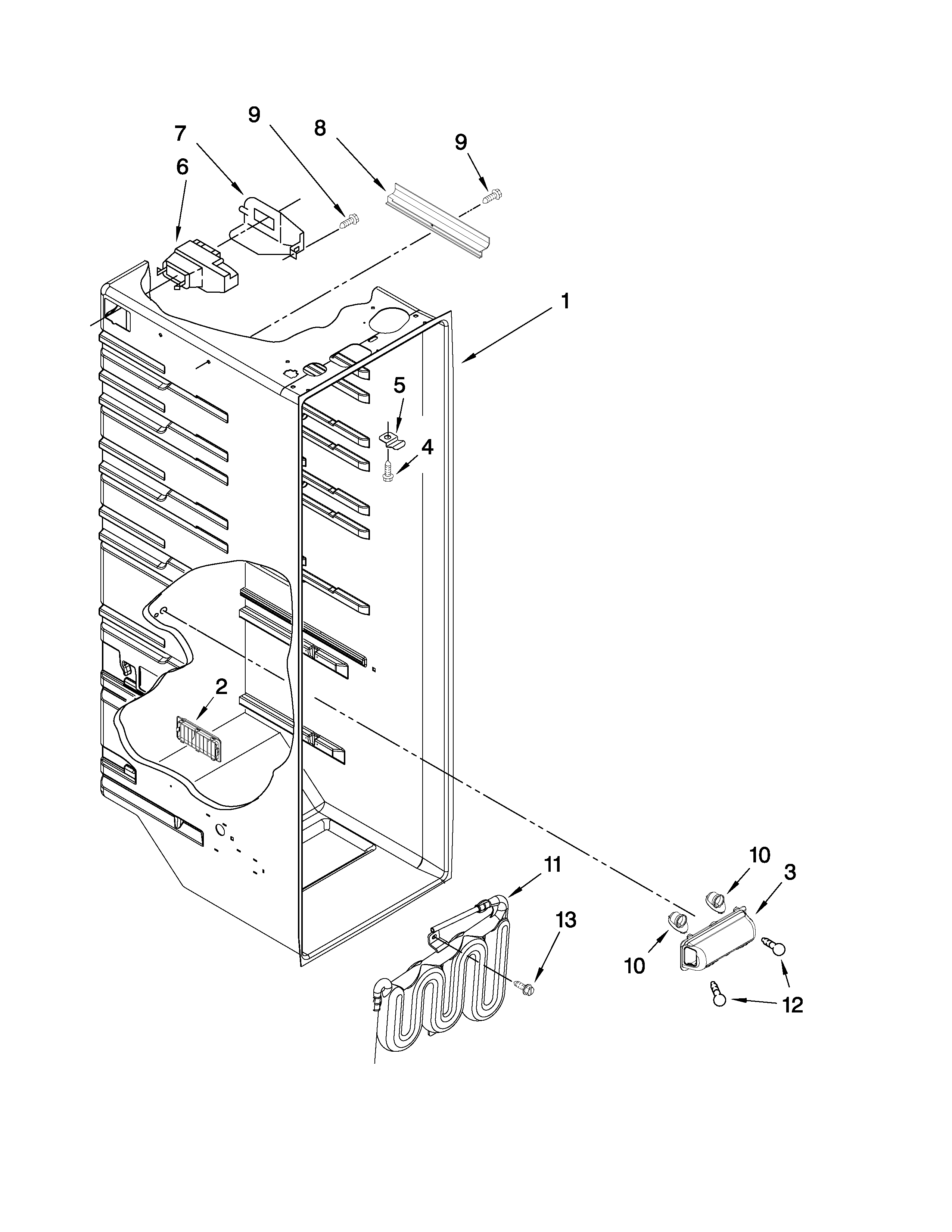 Crosley CS25CFXTQ01 refrigerator liner parts diagram