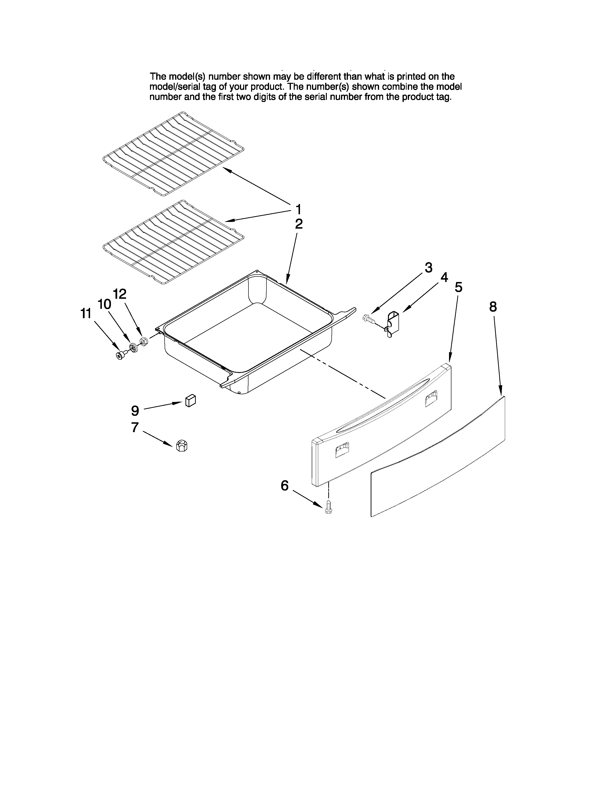 Jenn-Air JES8750BAB16 drawer and rack parts diagram