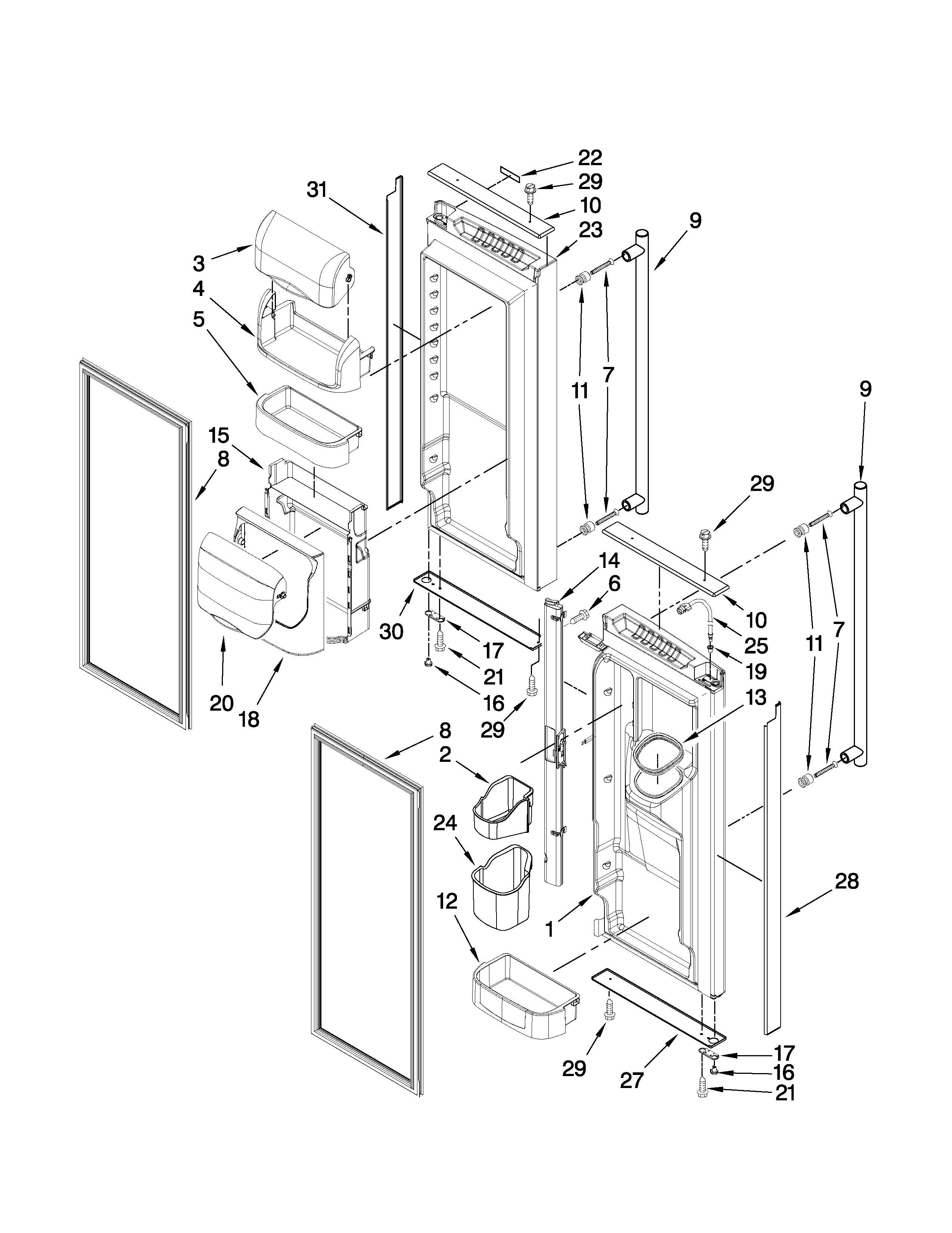 Jenn-Air JFI2089ATS2 refrigerator door parts diagram
