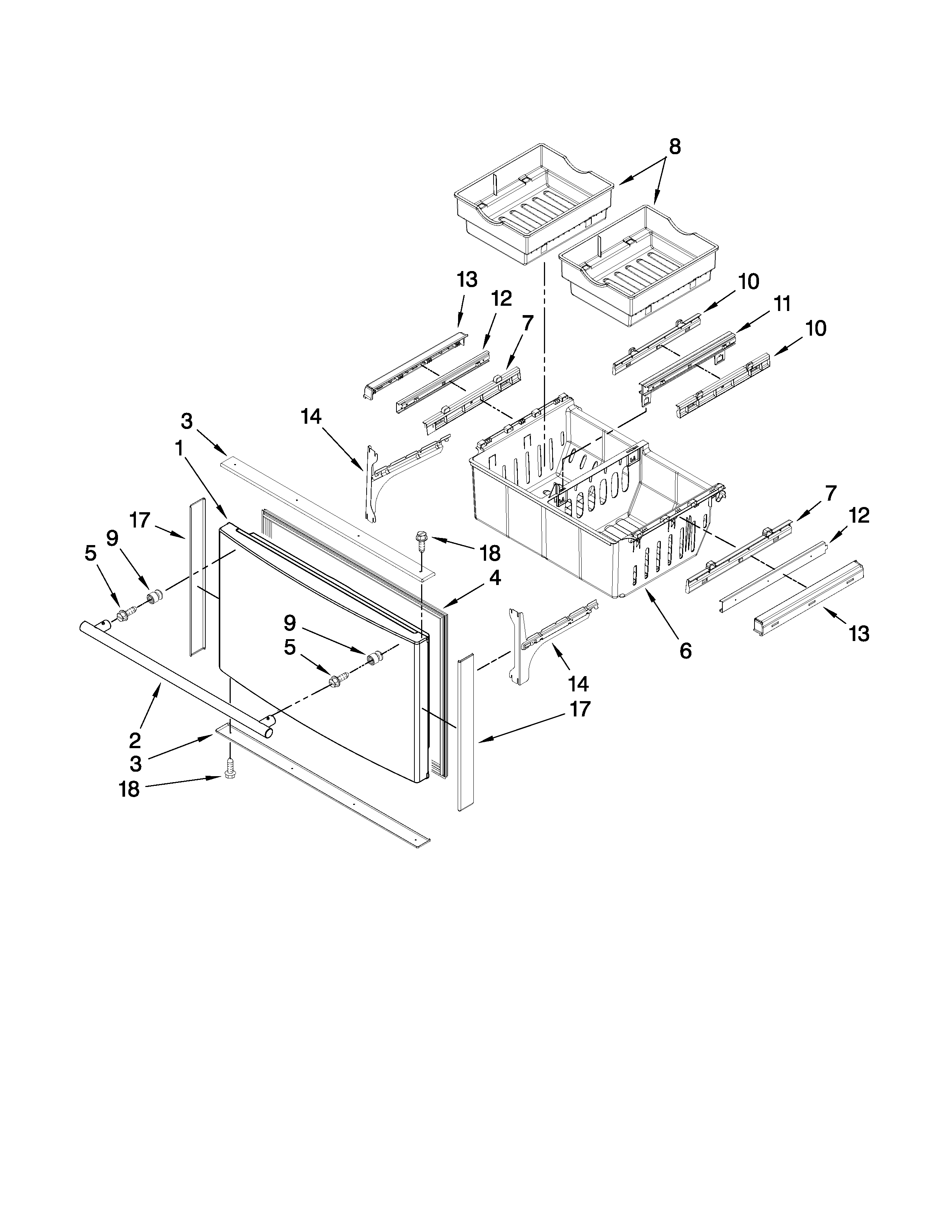 Jenn-Air JFI2089ATS2 freezer door parts diagram