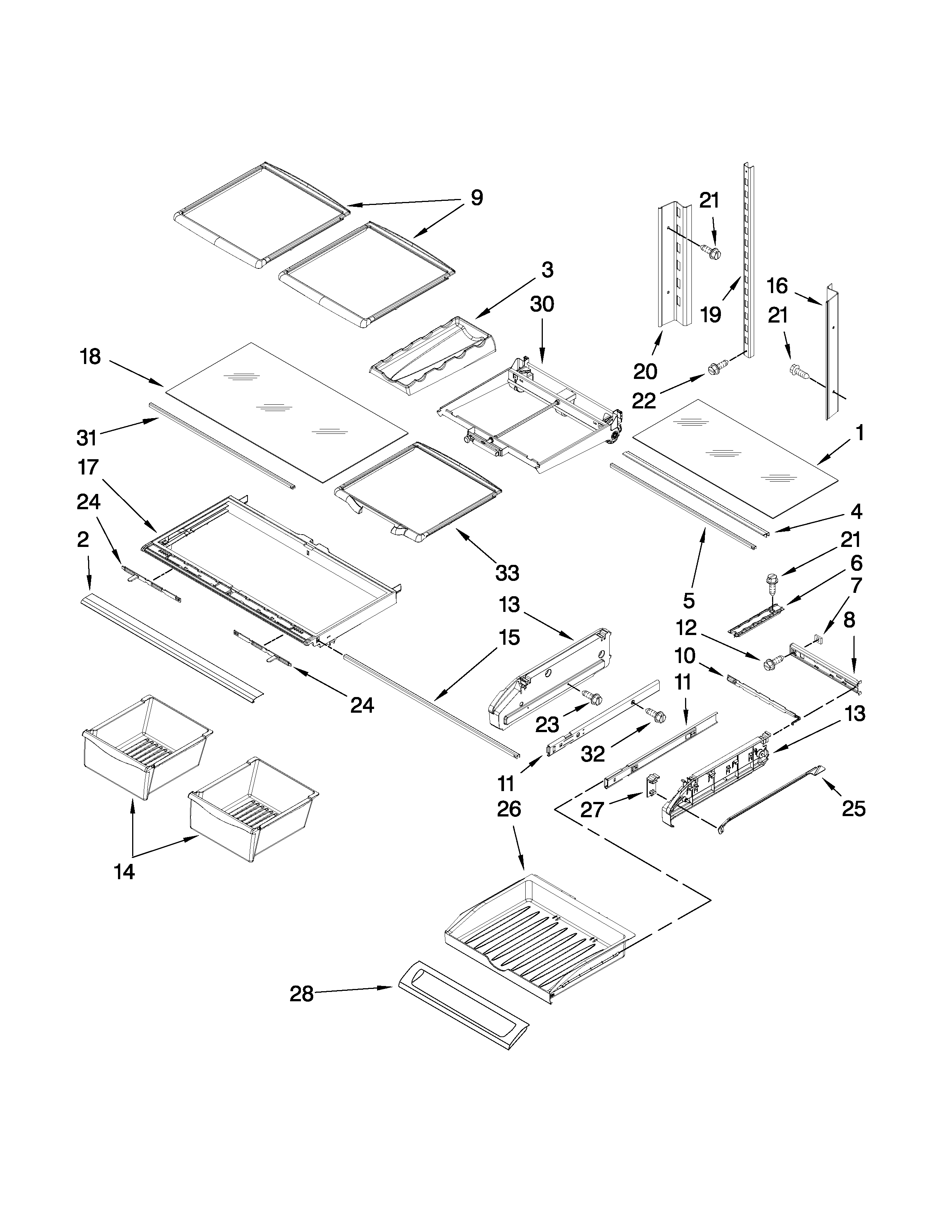 Jenn-Air JFI2589AEP2 shelf parts diagram