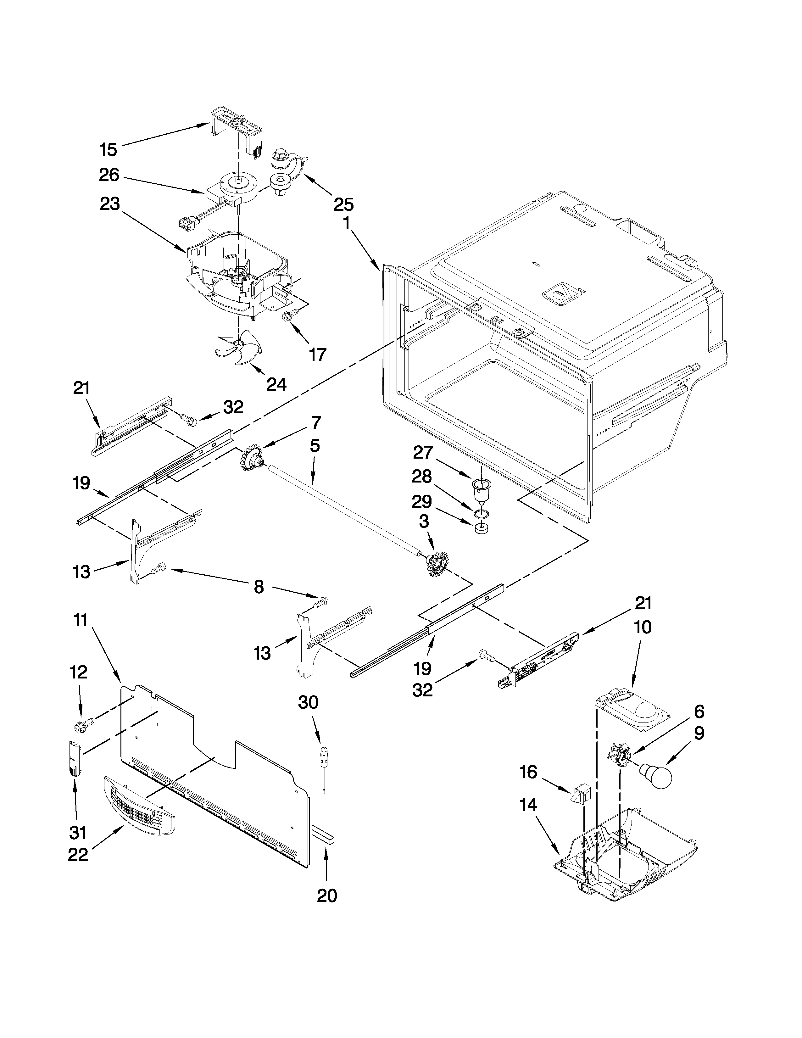 Jenn-Air JFI2589AEP2 freezer liner parts diagram