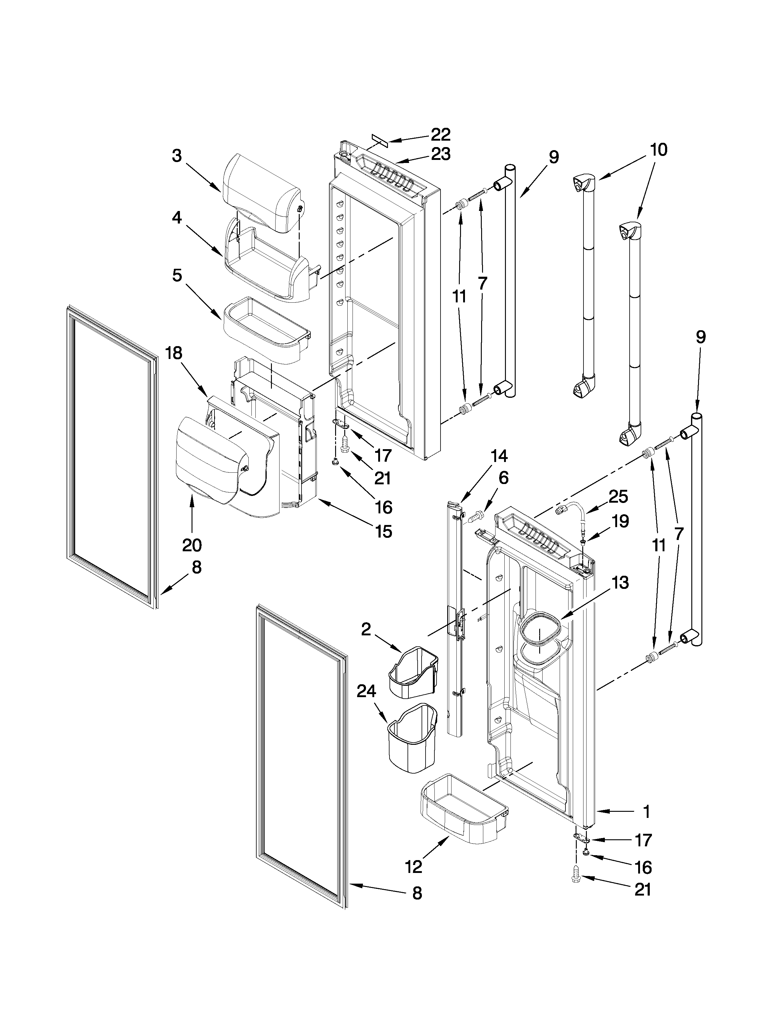 Jenn-Air JFI2589AEP2 refrigerator door parts diagram