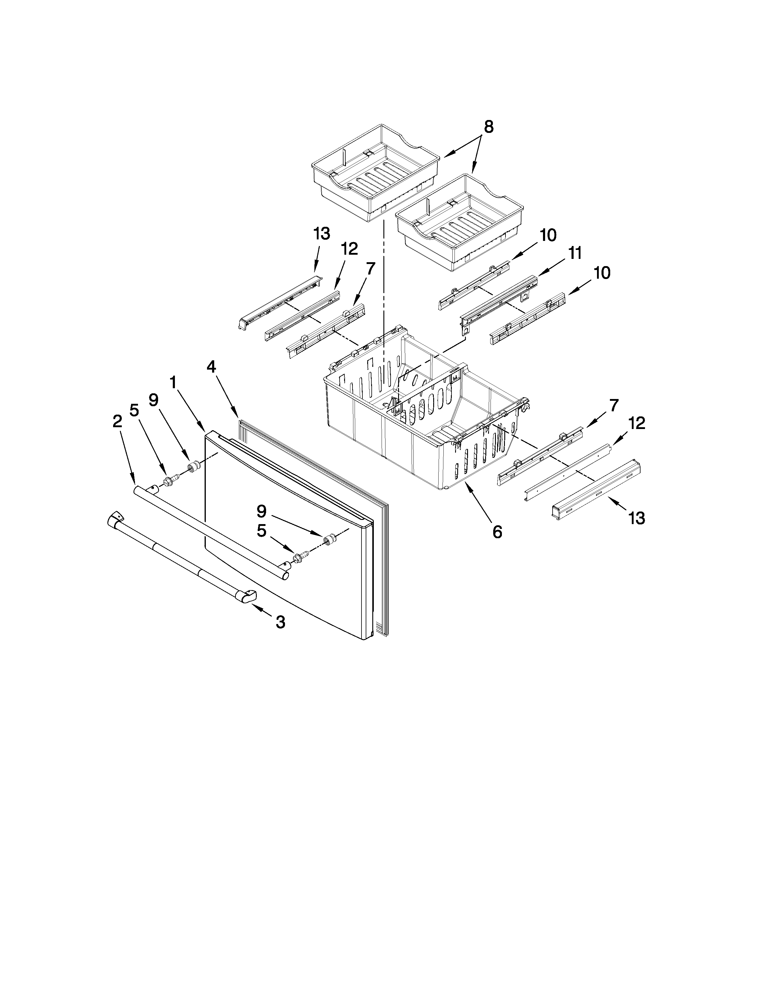 Jenn-Air JFI2589AEP2 freezer door parts diagram