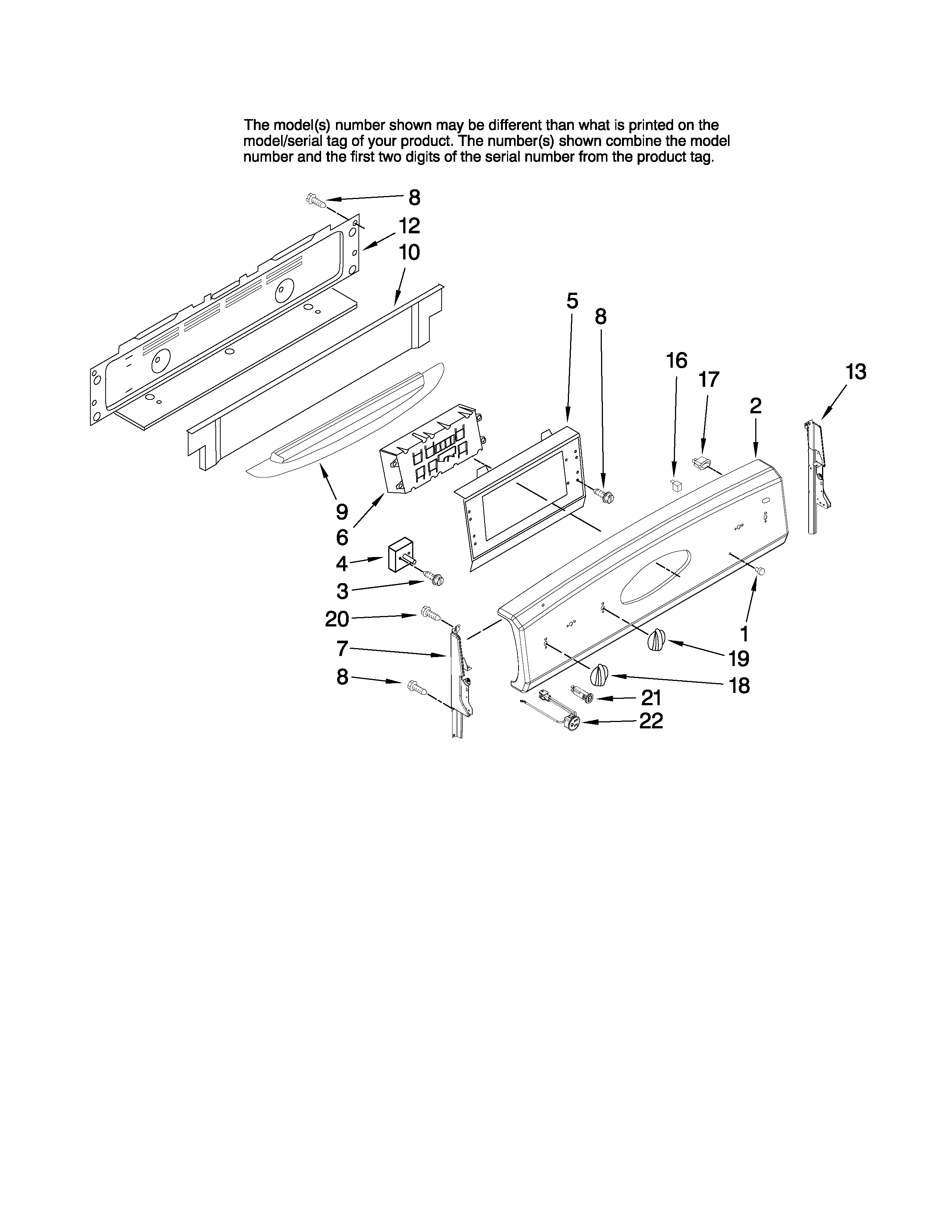 Maytag MER5875RCF1 control panel parts diagram