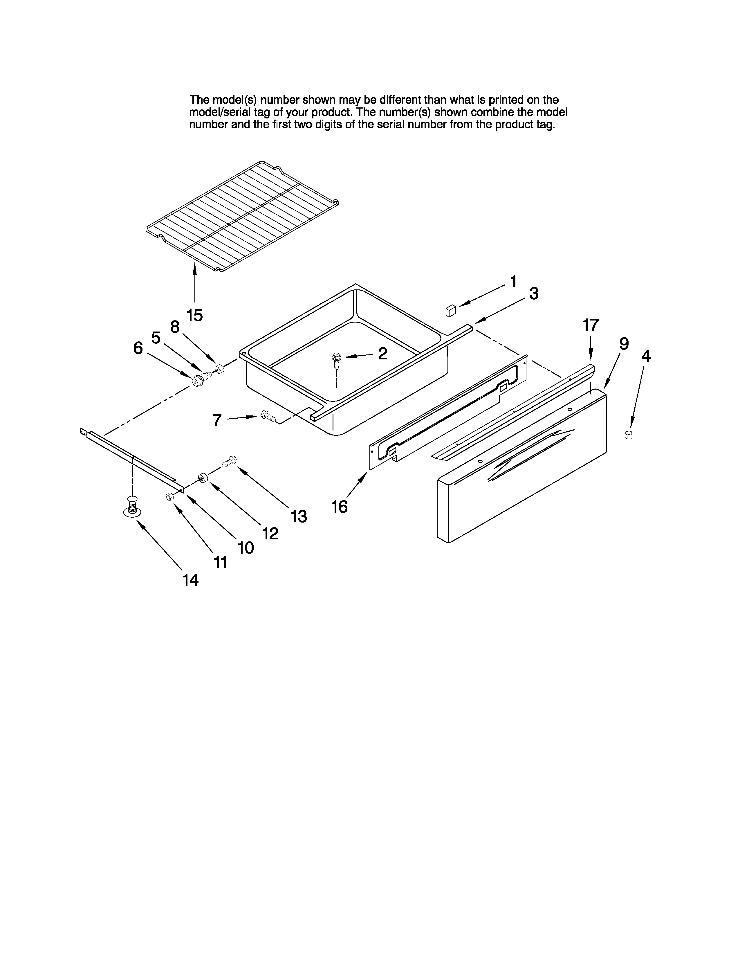 Maytag MER5875RCF1 drawer and rack parts diagram