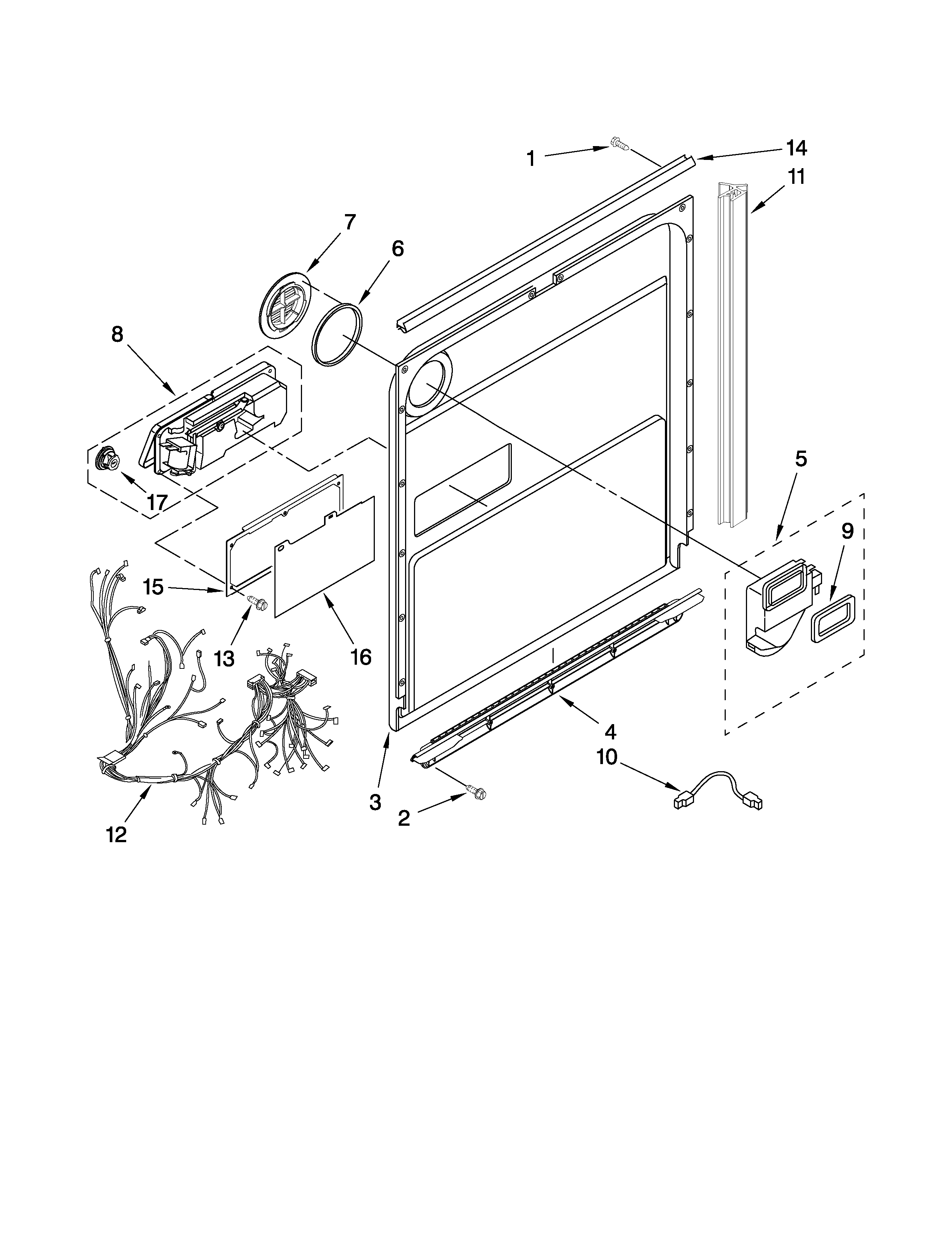 Jenn-Air JDB3000AWB0 door and latch parts diagram