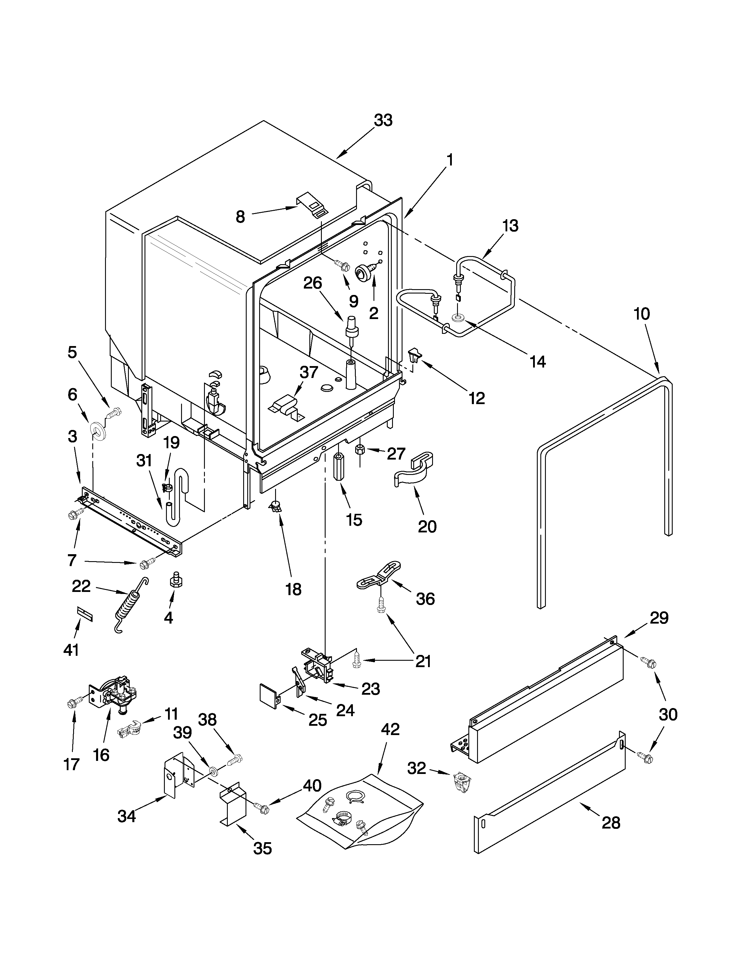 Whirlpool DU930WWSB0 tub assembly parts diagram