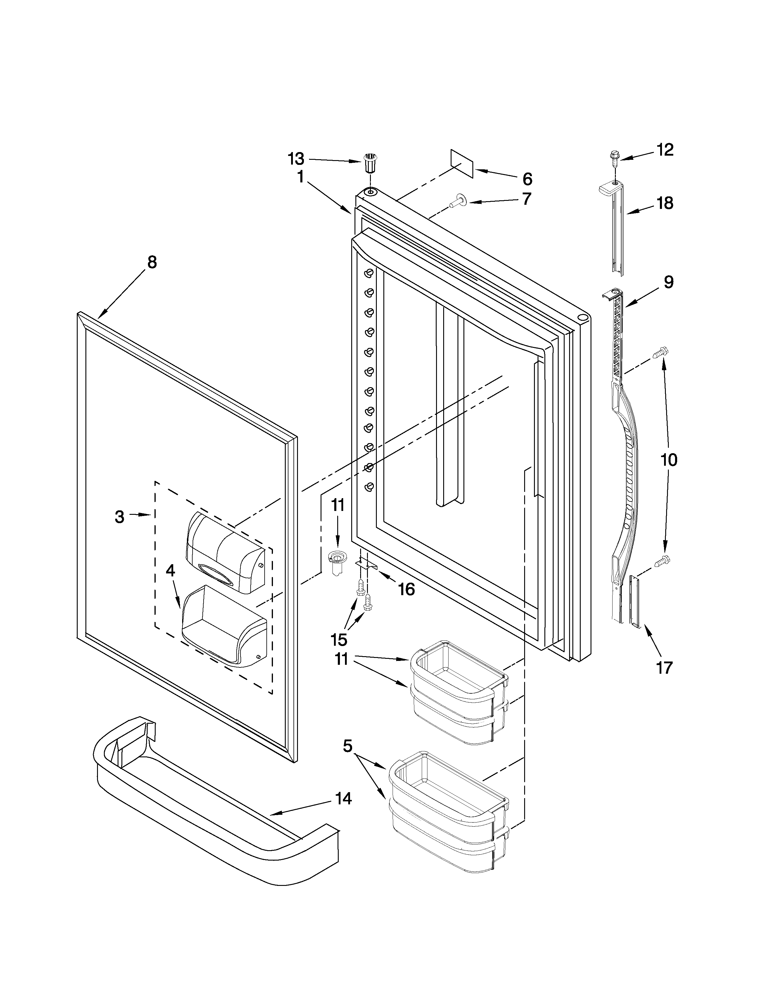 Crosley CB19G6W00W5 refrigerator door parts diagram
