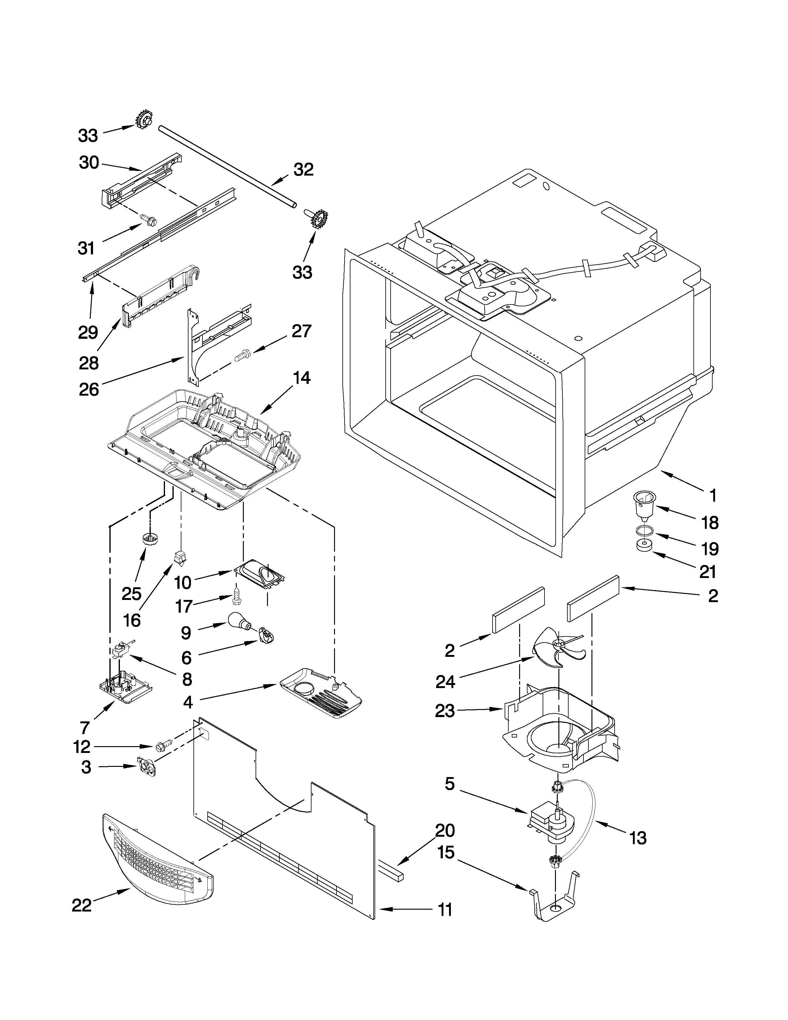 Crosley CB19G7W00W4 freezer liner parts diagram