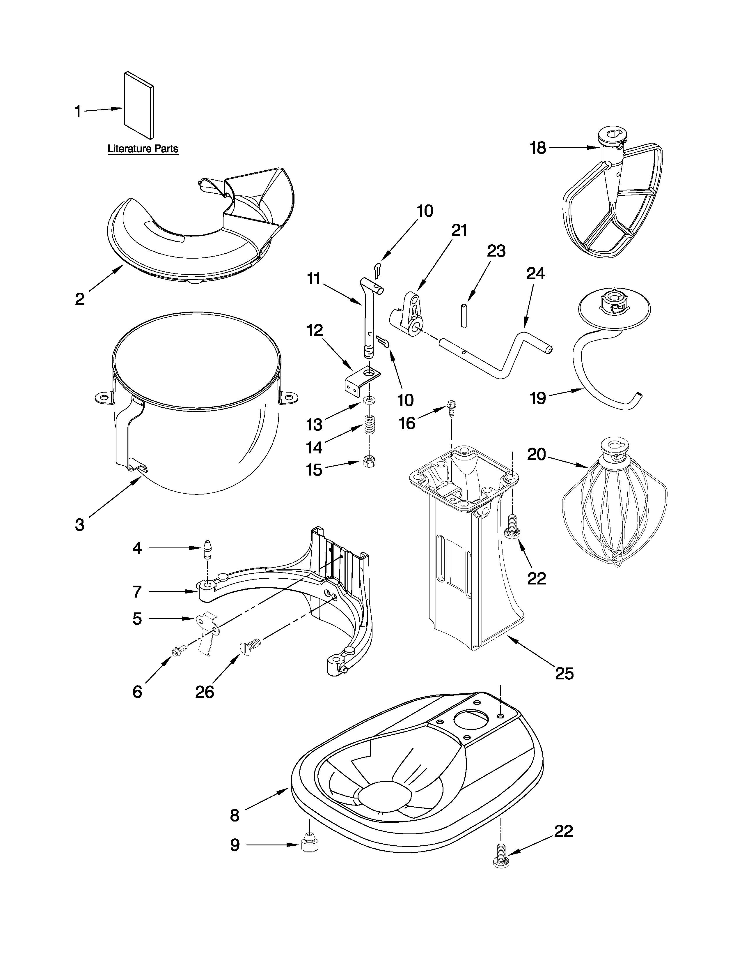 KitchenAid KSM500ER0 base and pedestal unit diagram