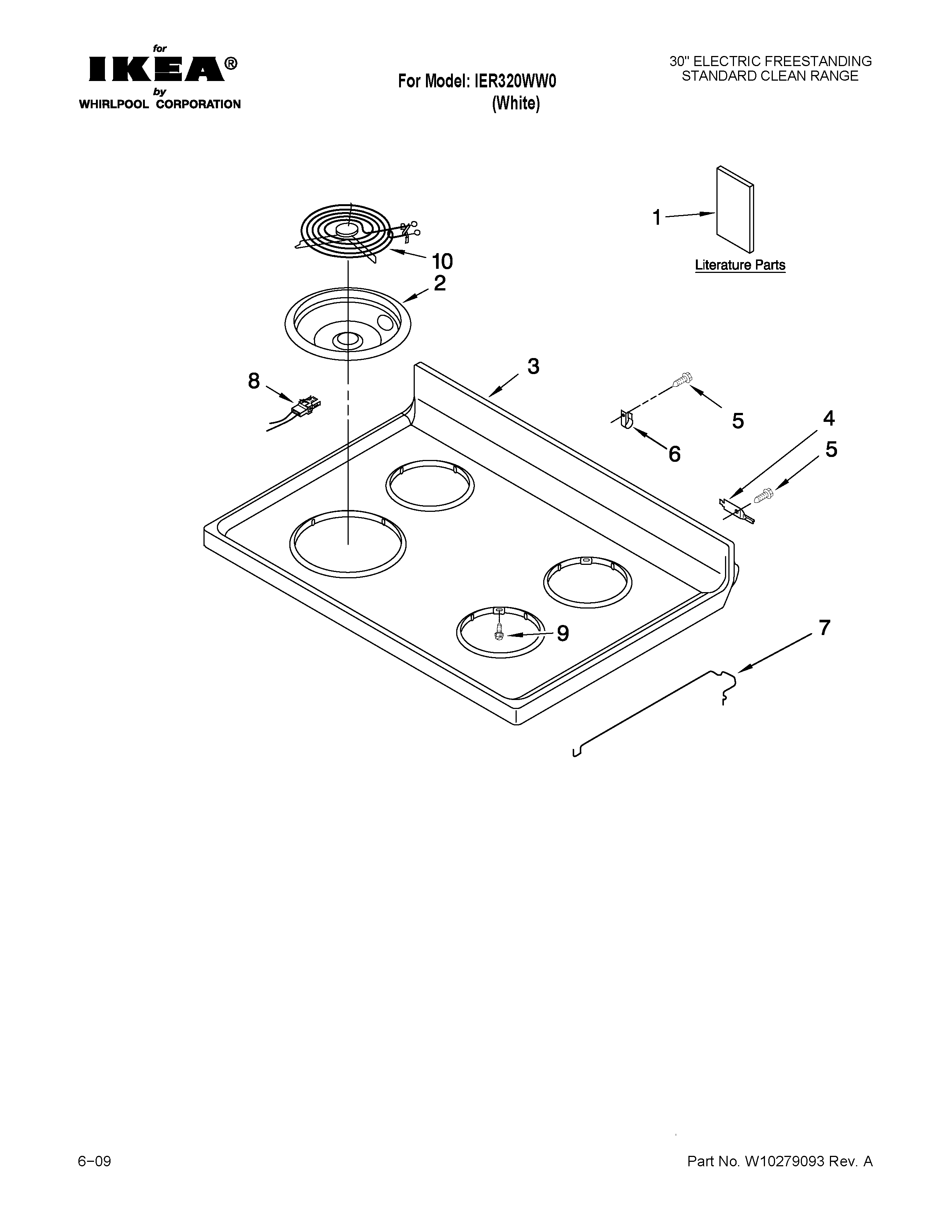 Ikea IER320WW0 cooktop parts diagram