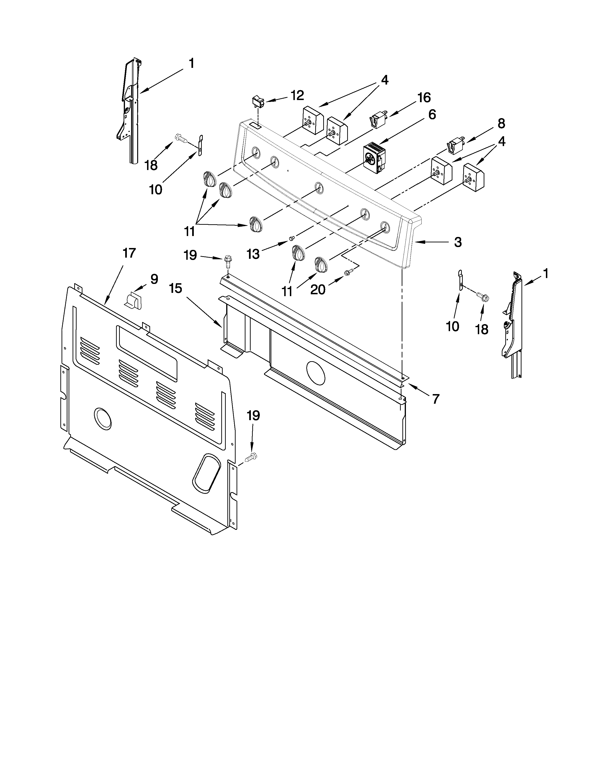 Ikea IER320WW0 control panel parts diagram