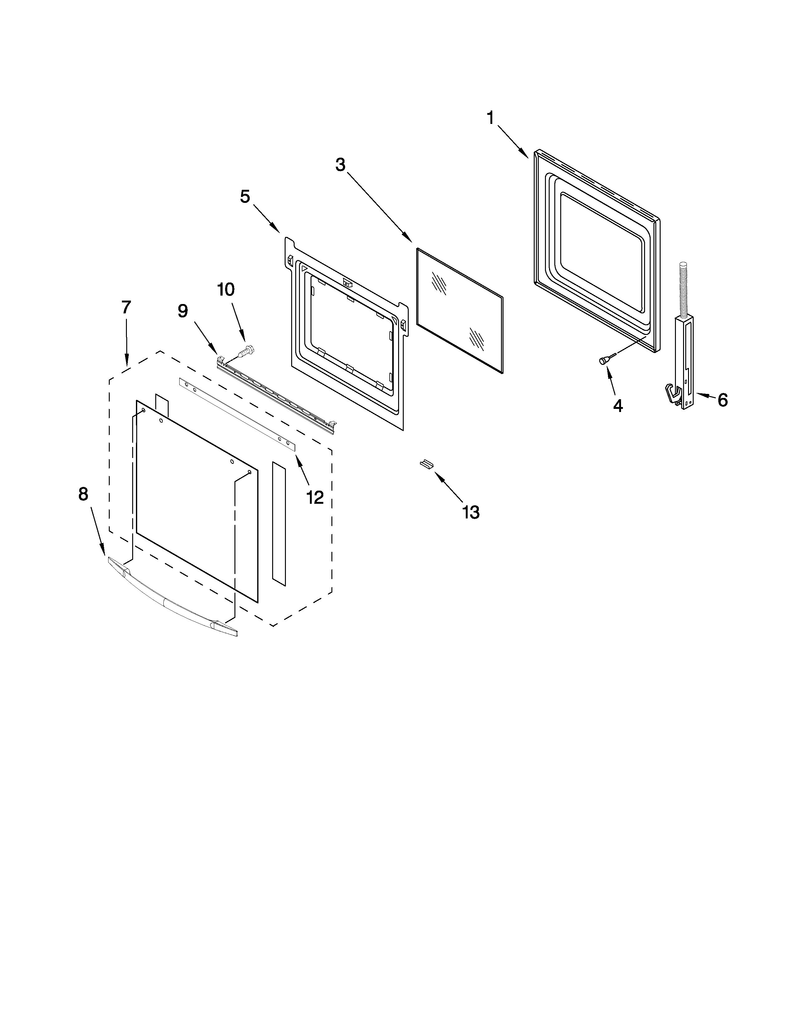 Whirlpool RBD245PRT04 lower oven door parts diagram