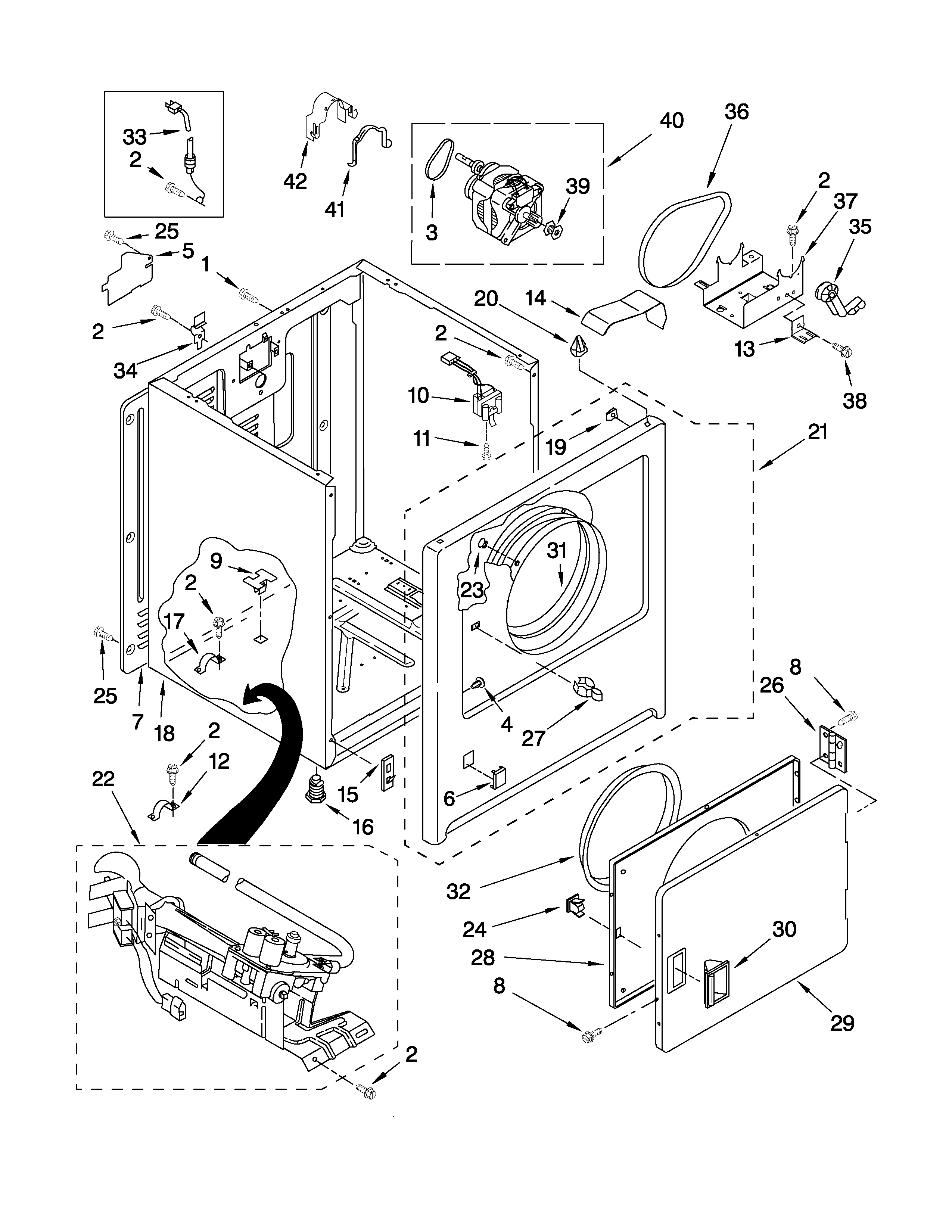 Whirlpool WGD5590VQ1 cabinet parts diagram
