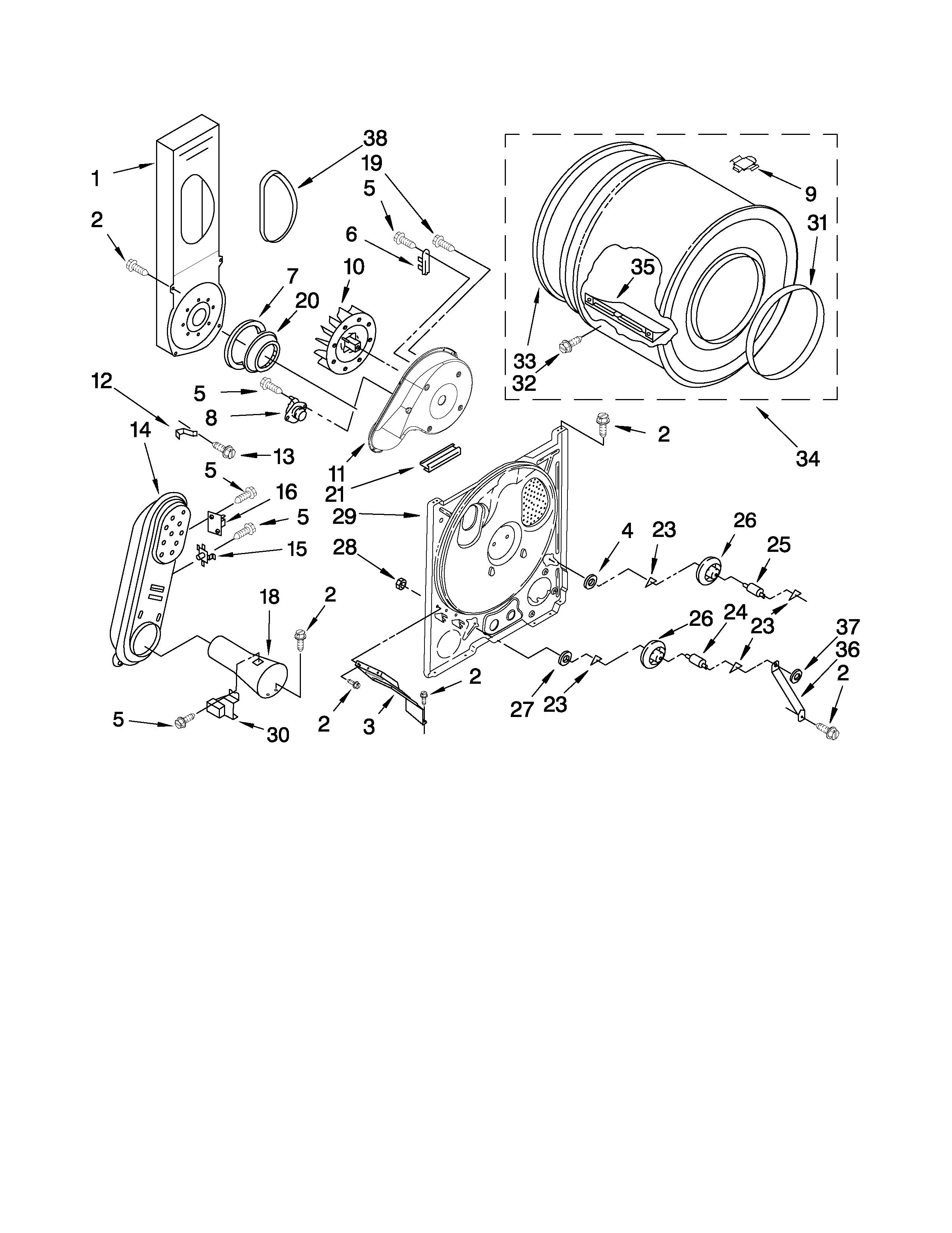 Whirlpool WGD5590VQ1 bulkhead parts diagram