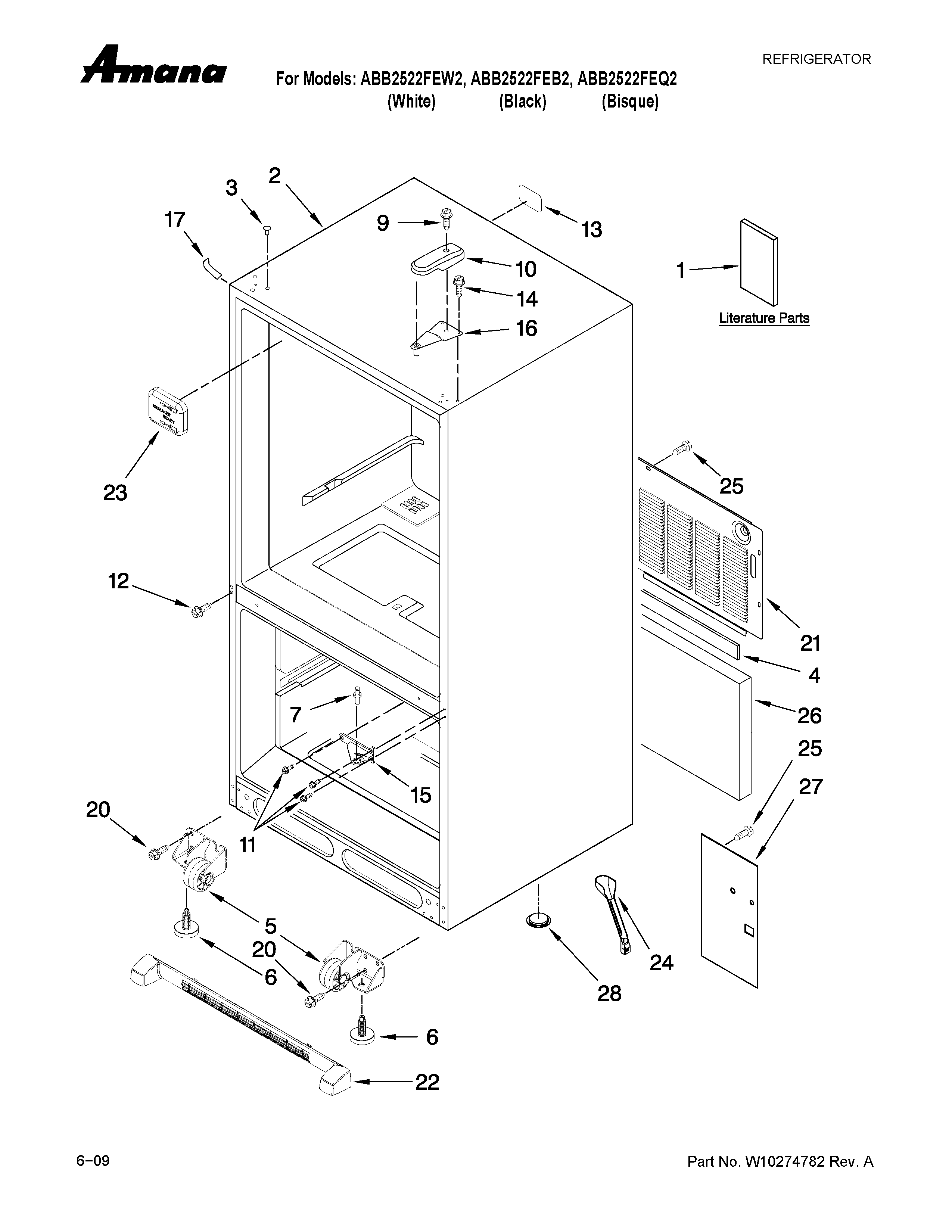 Amana ABB2522FEW2 cabinet parts diagram