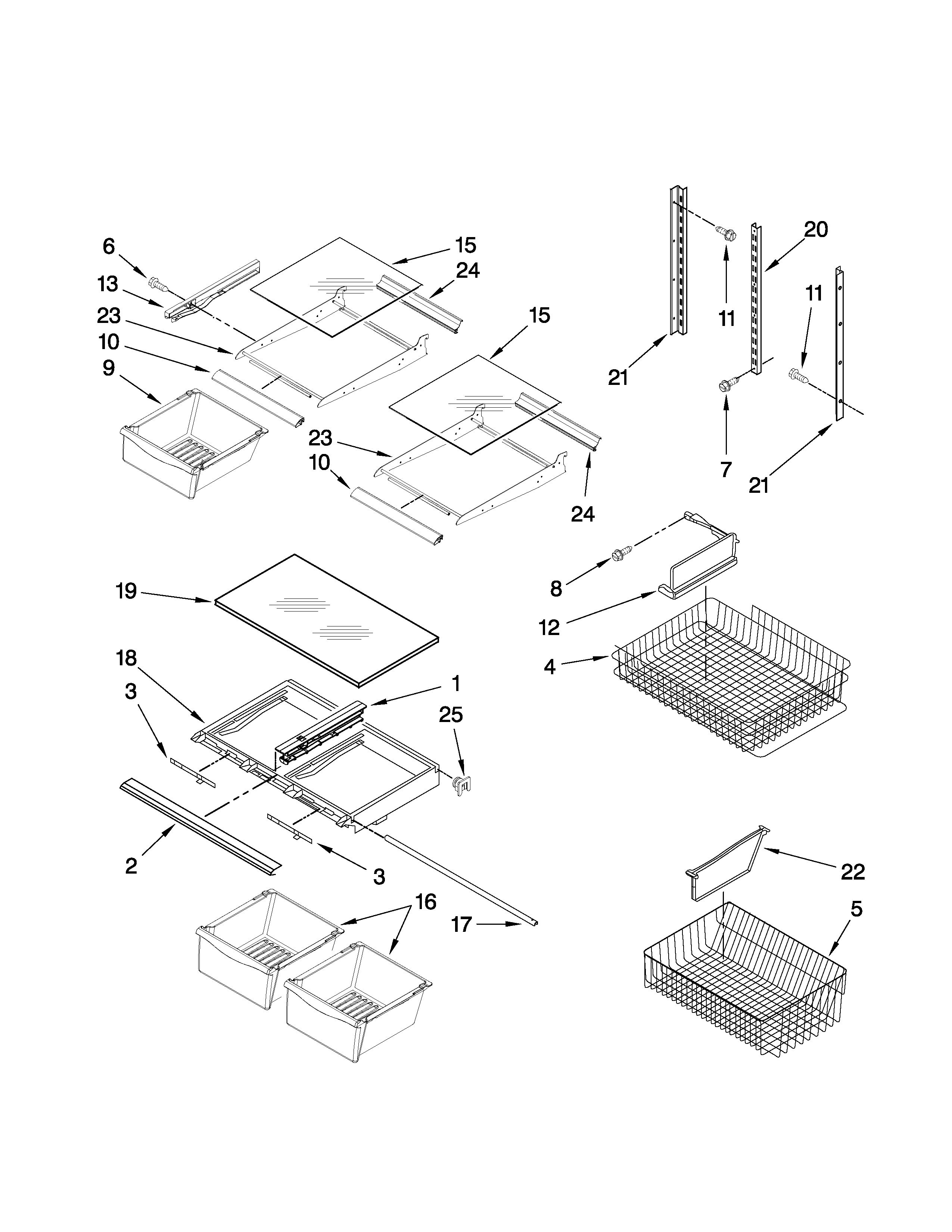 Amana ABB2522FEW2 shelf parts diagram