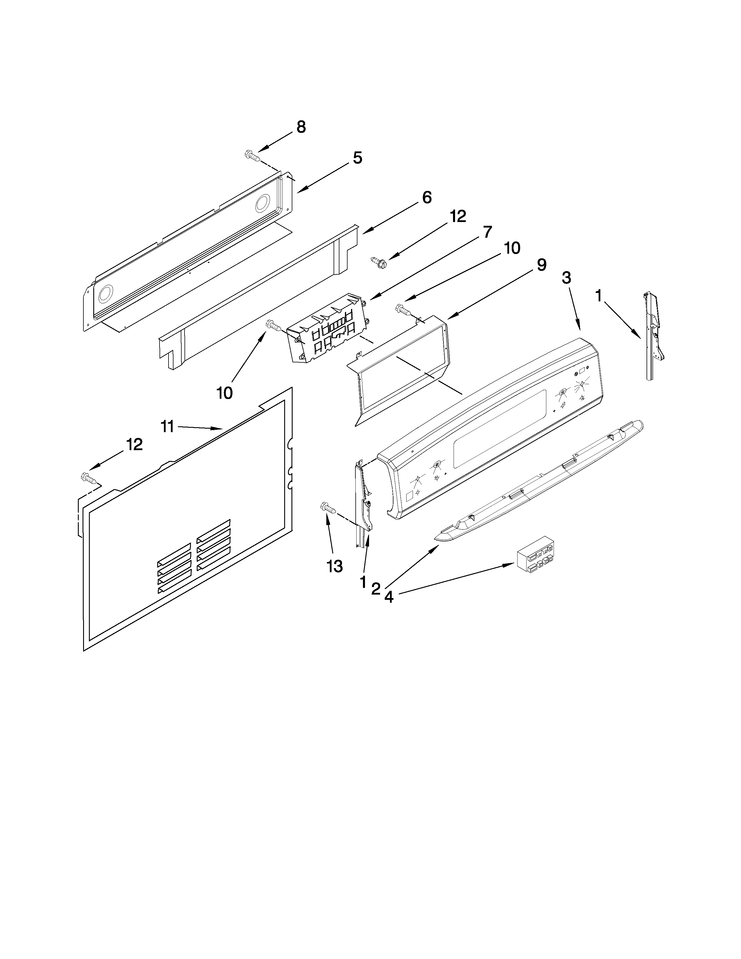 Jenn-Air JGR8875RDS1 control panel parts diagram